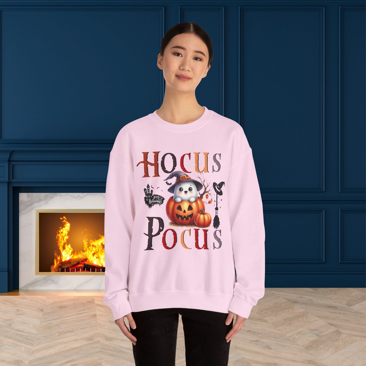 Hocus Pocus Happy Halloween Sweatshirt, Happy Halloween Sweatshirt - Unisex Heavy Blend Crewneck, Halloween Sweatshirt, Cute Spooky Ghost sweatshirt.