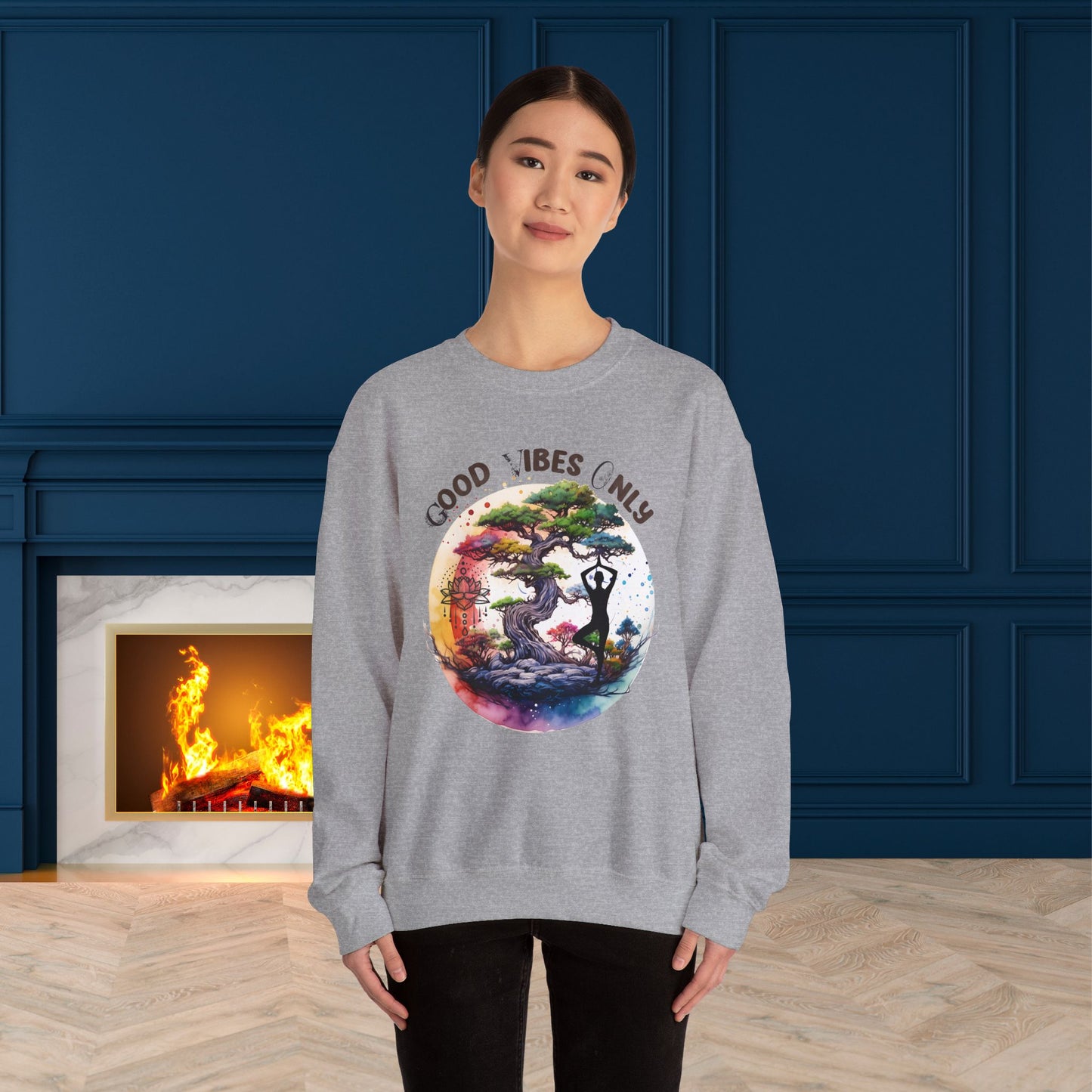 Good Vibes Only Yoga unisex heavy blend crewneck sweatshirt,Yoga workout Sweatshirt,Yoga lovers Sweatshirt, Yoga Instructor Gift, Gym Sweatshirt, Gift For Yoga lovers, Gift For Yogi.