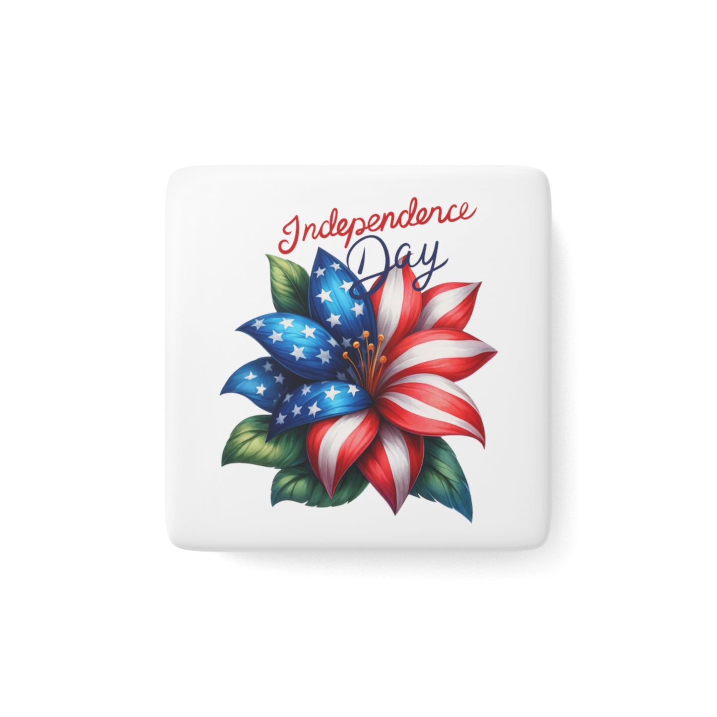 Happy 4th of July Porcelain Magnet, Square, Meowica Magnet, United States magnet, America, Flag, Peace Love America. Proud To Be An American, Red White Blue Magnet, God Bless America Magnet.