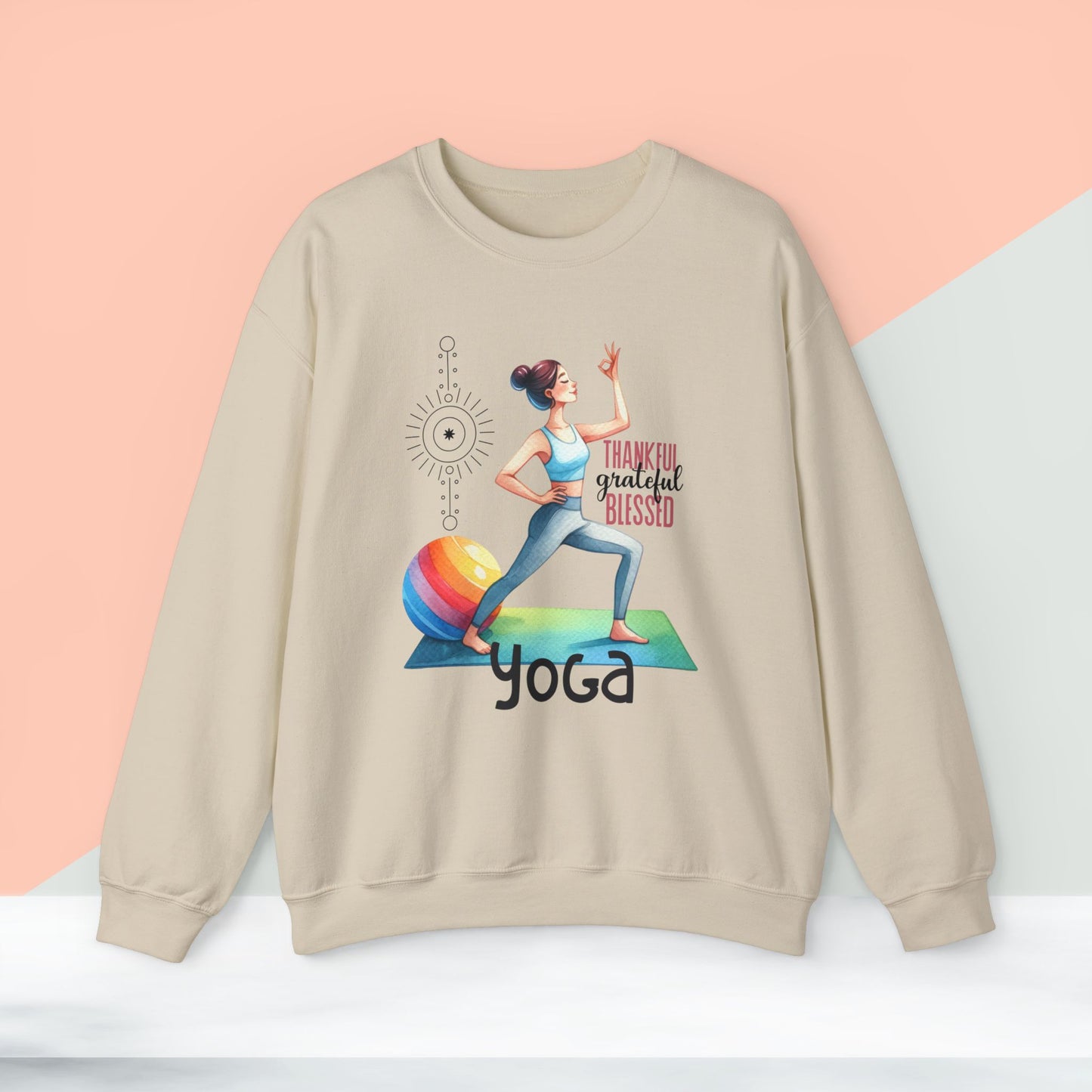 Thankful Grateful Blessed Yoga unisex heavy blend crewneck sweatshirt,Yoga workout Sweatshirt,Yoga lovers Sweatshirt, Yoga Instructor Gift, Gym Sweatshirt, Gift For Yoga lovers, Gift For Yogi.