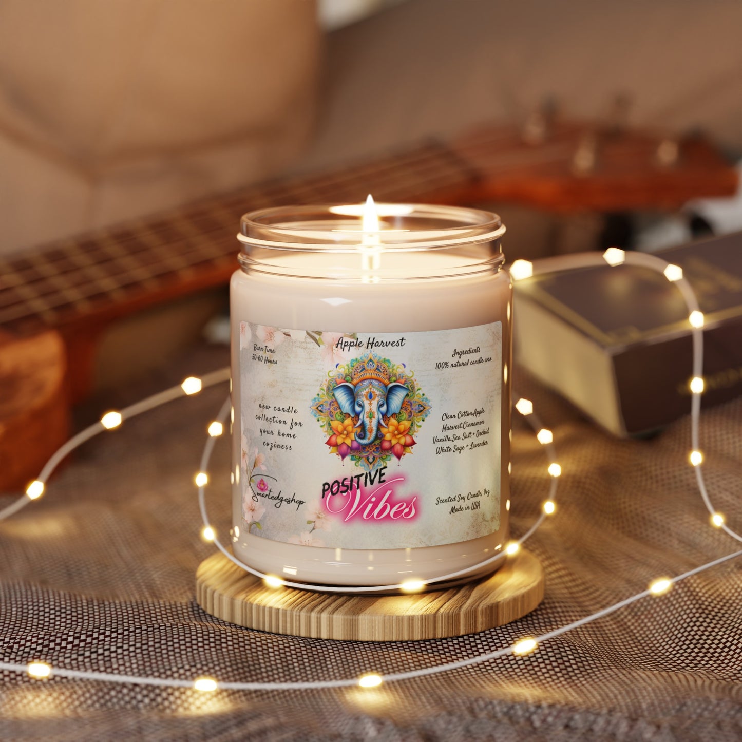 Positive Vibes Yoga Scented Soy Candle, 9oz,Yoga , CuteCandle, Mindful Gift, Yoga lovers candle, Yoga Instructor Gift, Gift For Yoga lovers, Gift For Yogi.