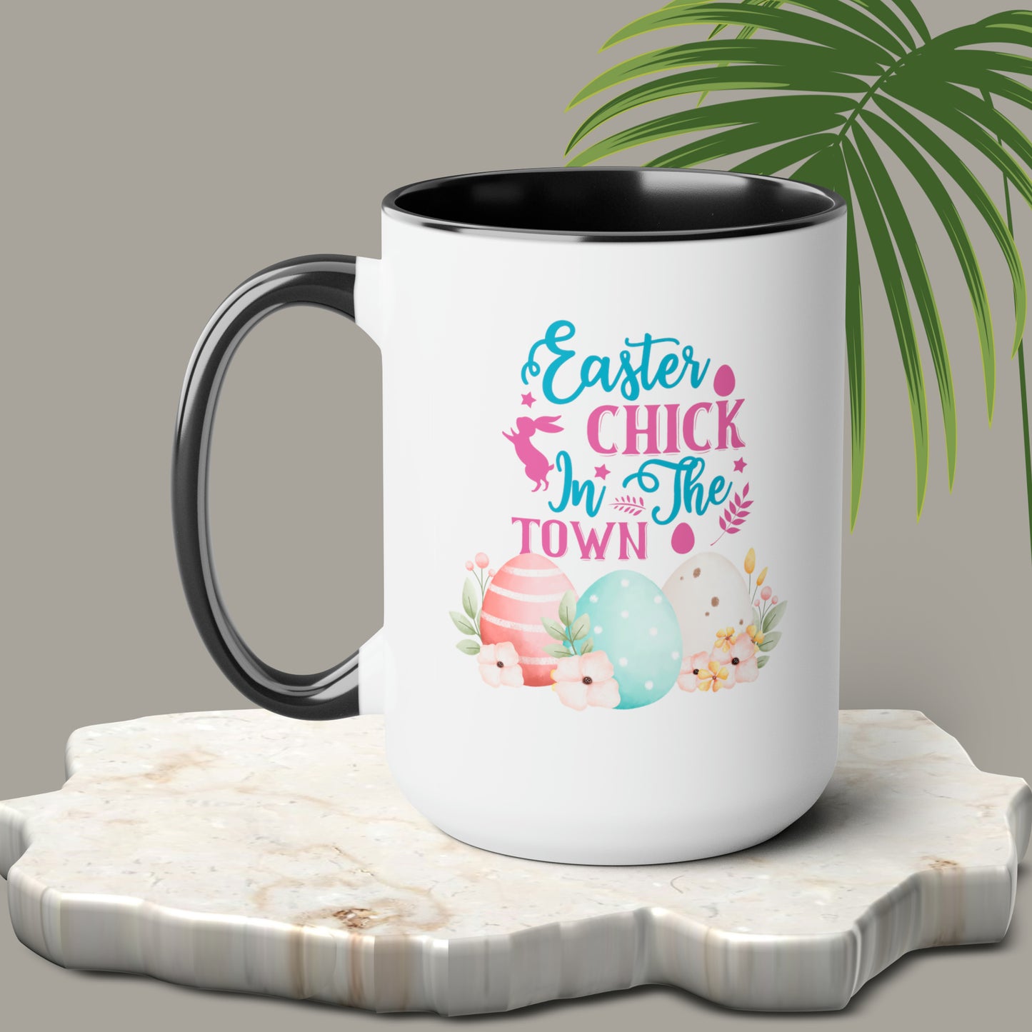 Happy Easter Two-Tone Coffee Mugs, 15oz