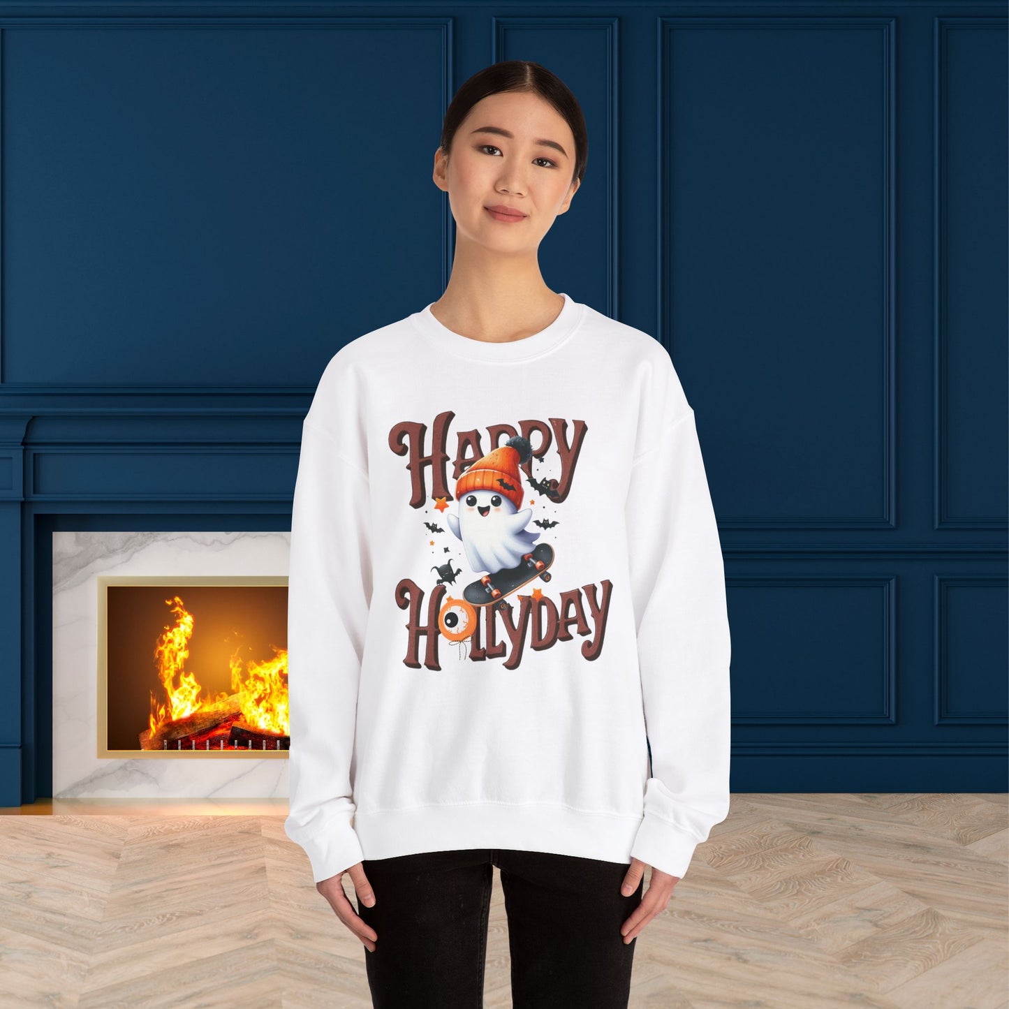 Happy Halloween Sweatshirt, Happy Halloween Sweatshirt - Unisex Heavy Blend Crewneck, Halloween Sweatshirt, Cute Spooky Ghost sweatshirt.