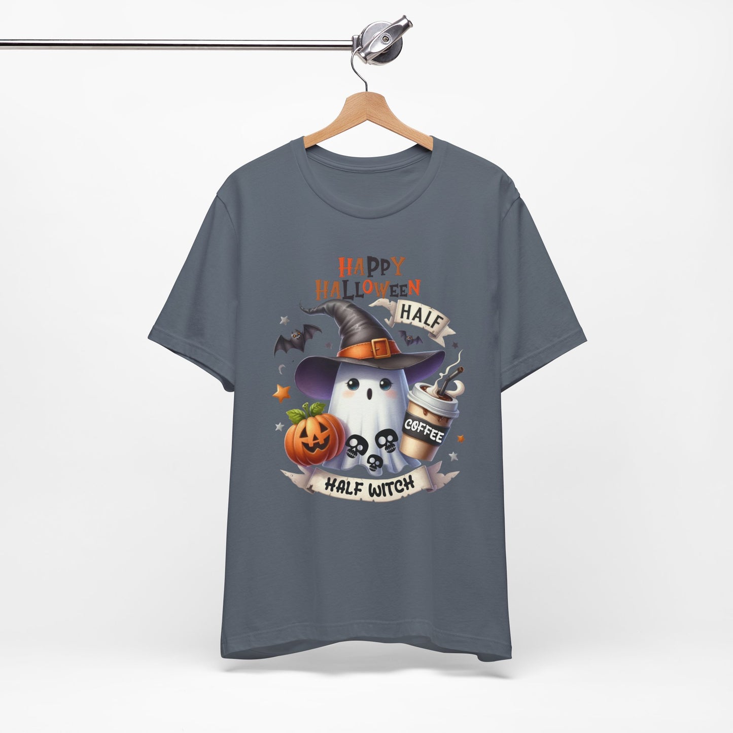 Half Coffee Half Witch T-shirt, Happy Halloween T-shirt, Trick Or Treat T-shirt, Halloween T-shirt, Cool Halloween T-shirt, Spooky T-shirt,