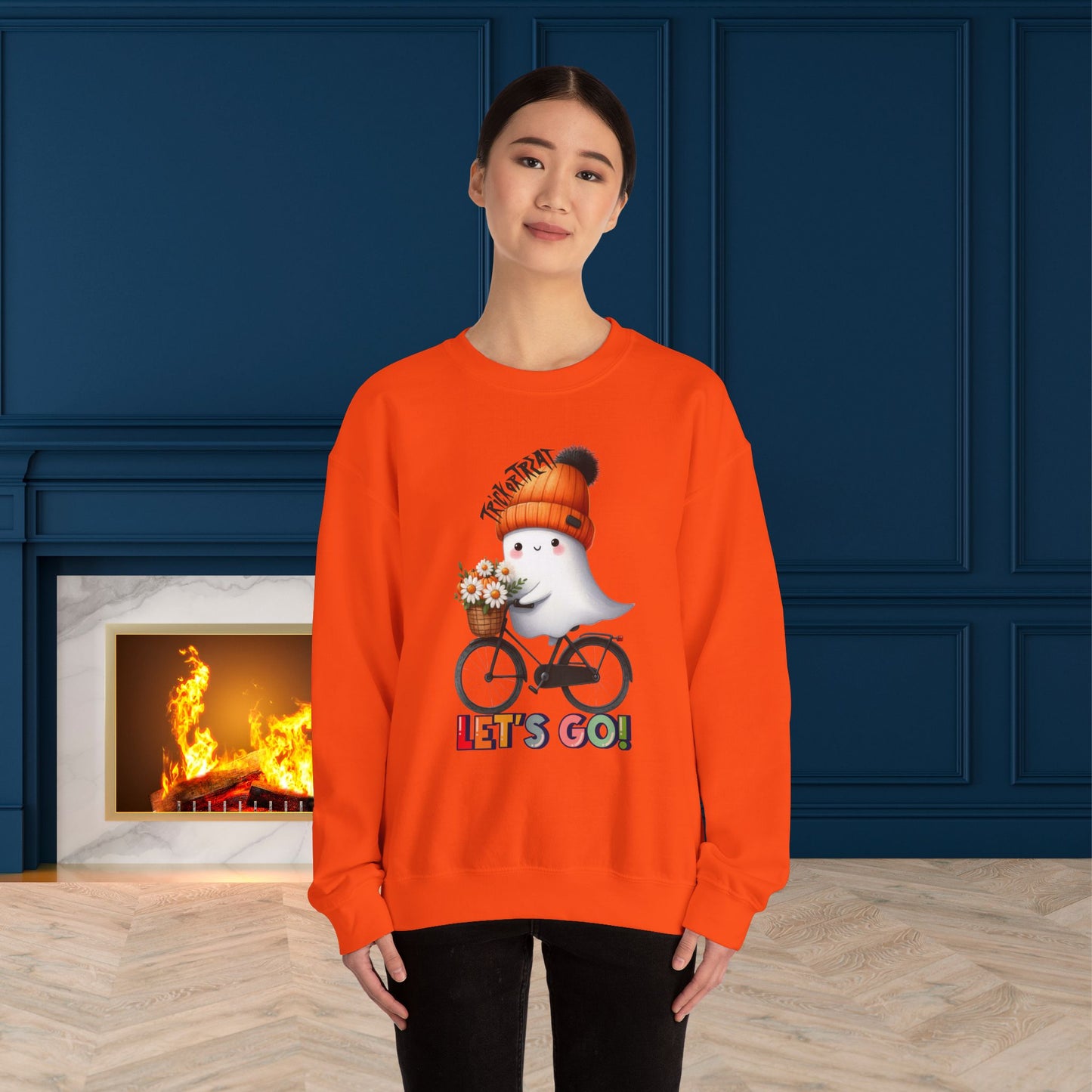 Let's Go Happy Halloween Sweatshirt, Happy Halloween Sweatshirt - Unisex Heavy Blend Crewneck, Halloween Sweatshirt, Cute Spooky Ghost sweatshirt.