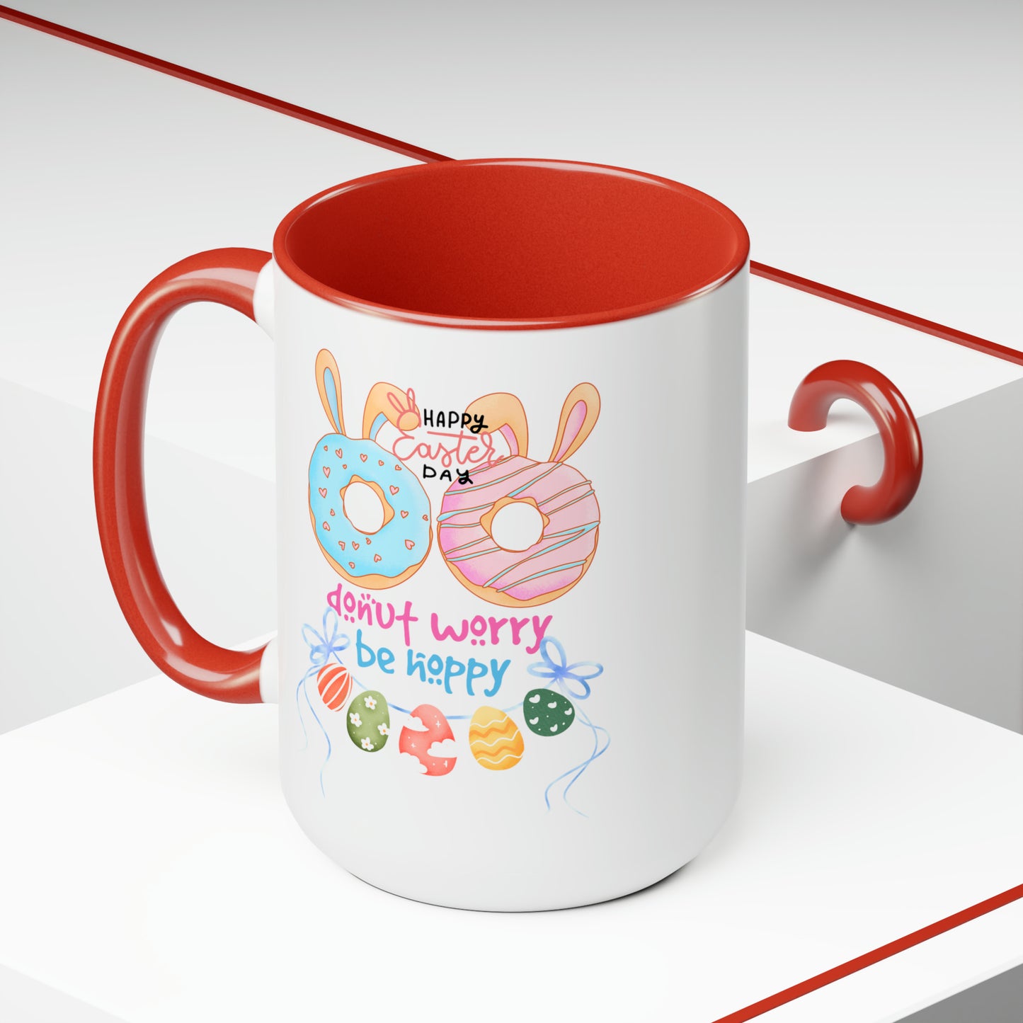 Happy Easter Two-Tone Coffee Mugs, 15oz