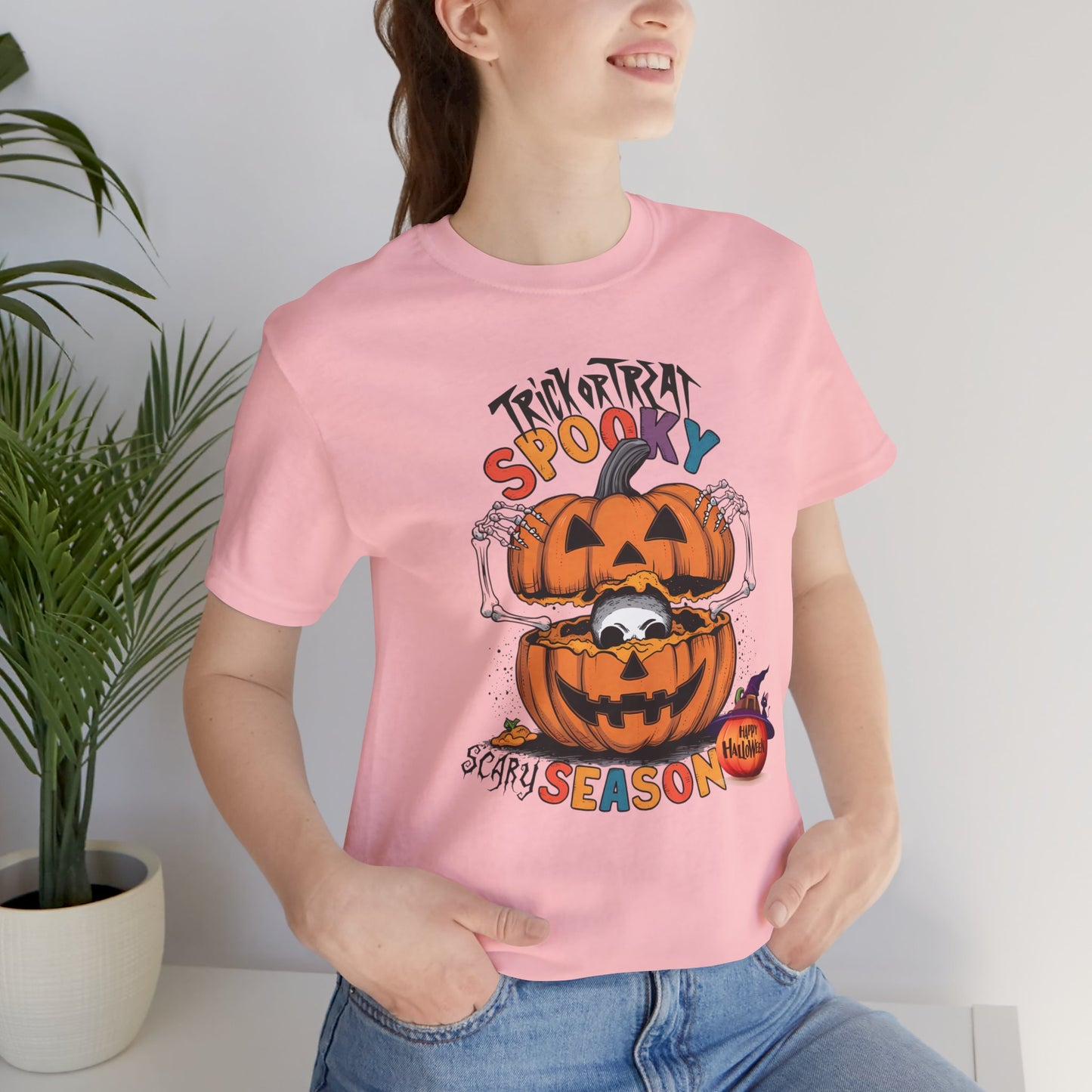 Spooky Scary Season T-shirt, Happy Halloween Skeleton T-shirt, Happy Halloween T-shirt, Trick Or Treat T-shirt, Halloween T-shirt, Cool Halloween T-shirt, Spooky T-shirt,