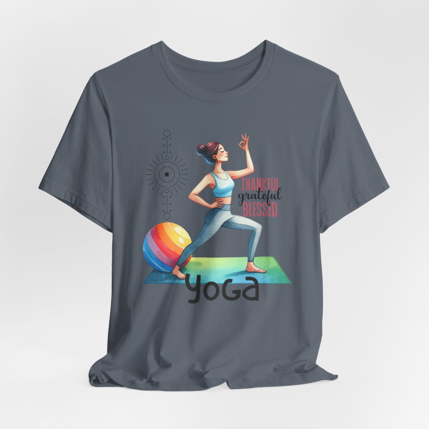 Thankful Grateful Blessed Yoga Design T-Shirt, Cute Yoga workout Shirt, Yoga lovers T-shirt, Yoga Instructor Gift, Gym shirt, Gift For Yoga lover, Gift For Yogi.