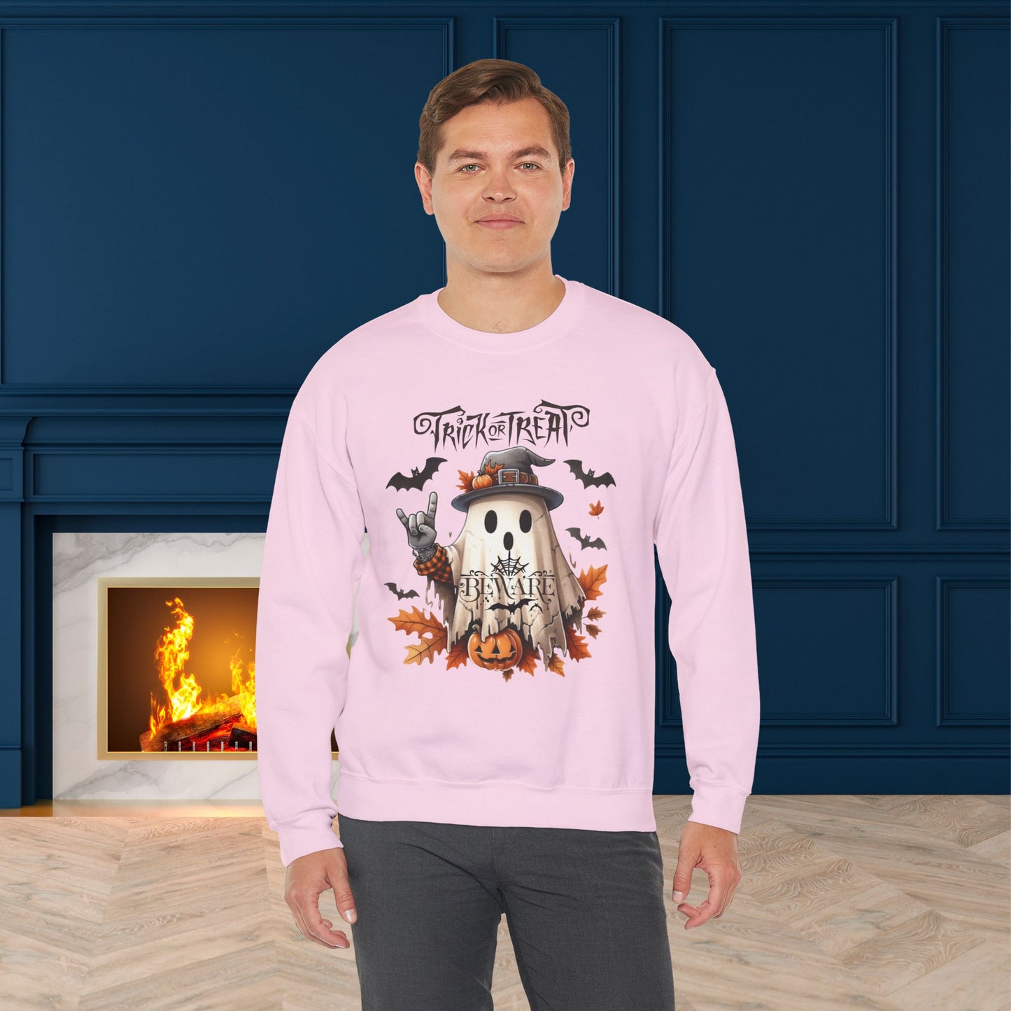 Trick Or Treat Halloween Sweatshirt, Happy Halloween Sweatshirt - Unisex Heavy Blend Crewneck, Halloween Sweatshirt, Cute Spooky Ghost sweatshirt.
