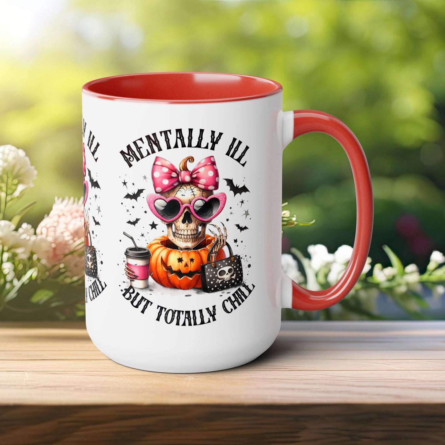 Mentally Ill But Totally Chill Halloween Coffee Mug, Let's Go Halloween Coffee Mug, Trick or Treat Halloween Coffee Mug, Cute Skeleton Coffee Mug, Spooky Season Halloween Coffee Mug.