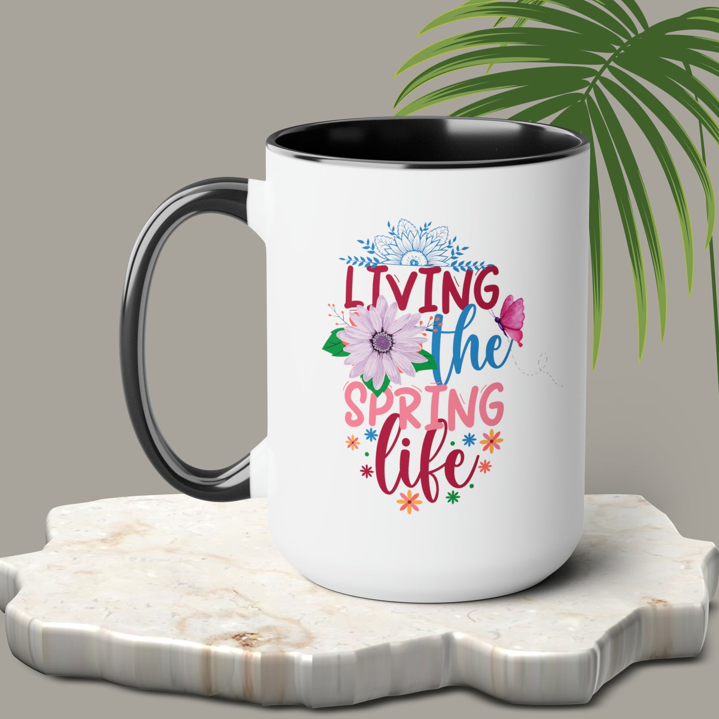 Living The Spring time Two-Tone Coffee Mugs, 15oz