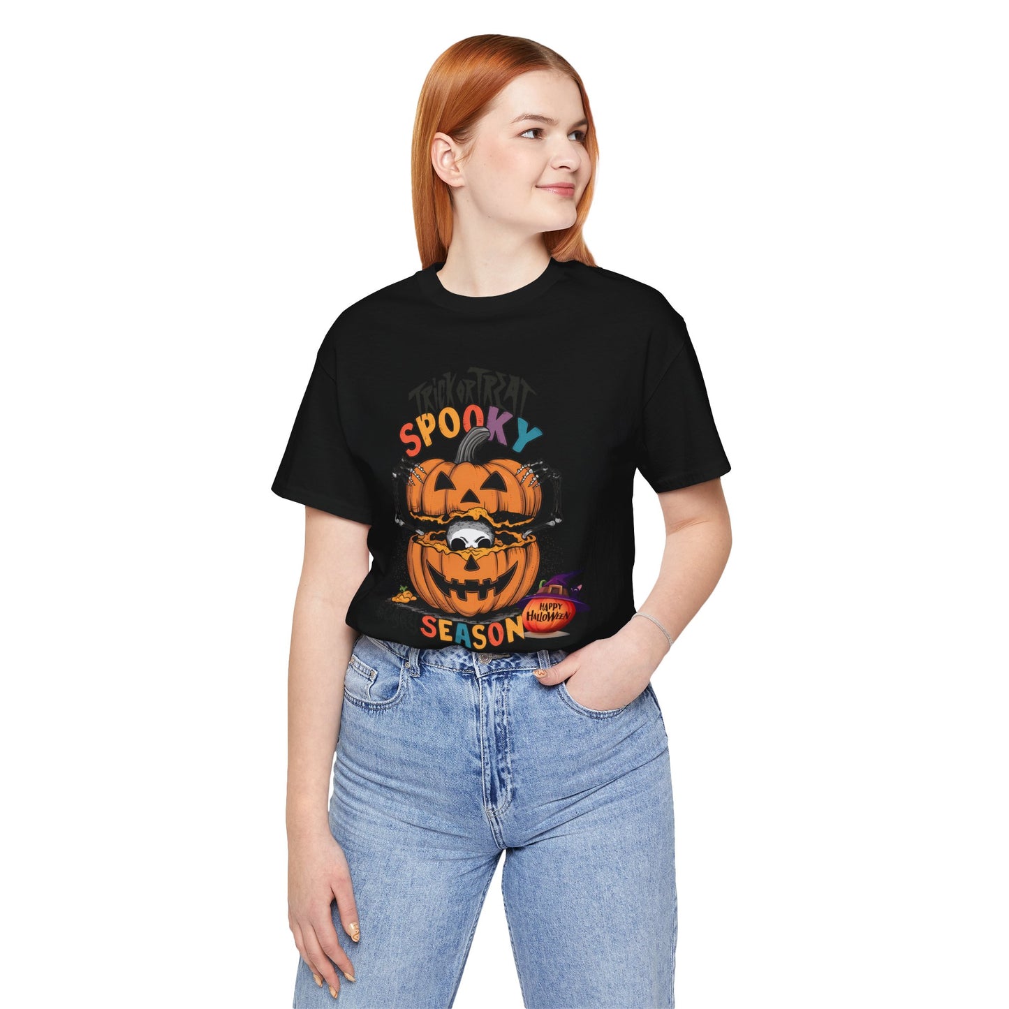 Spooky Scary Season T-shirt, Happy Halloween Skeleton T-shirt, Happy Halloween T-shirt, Trick Or Treat T-shirt, Halloween T-shirt, Cool Halloween T-shirt, Spooky T-shirt,