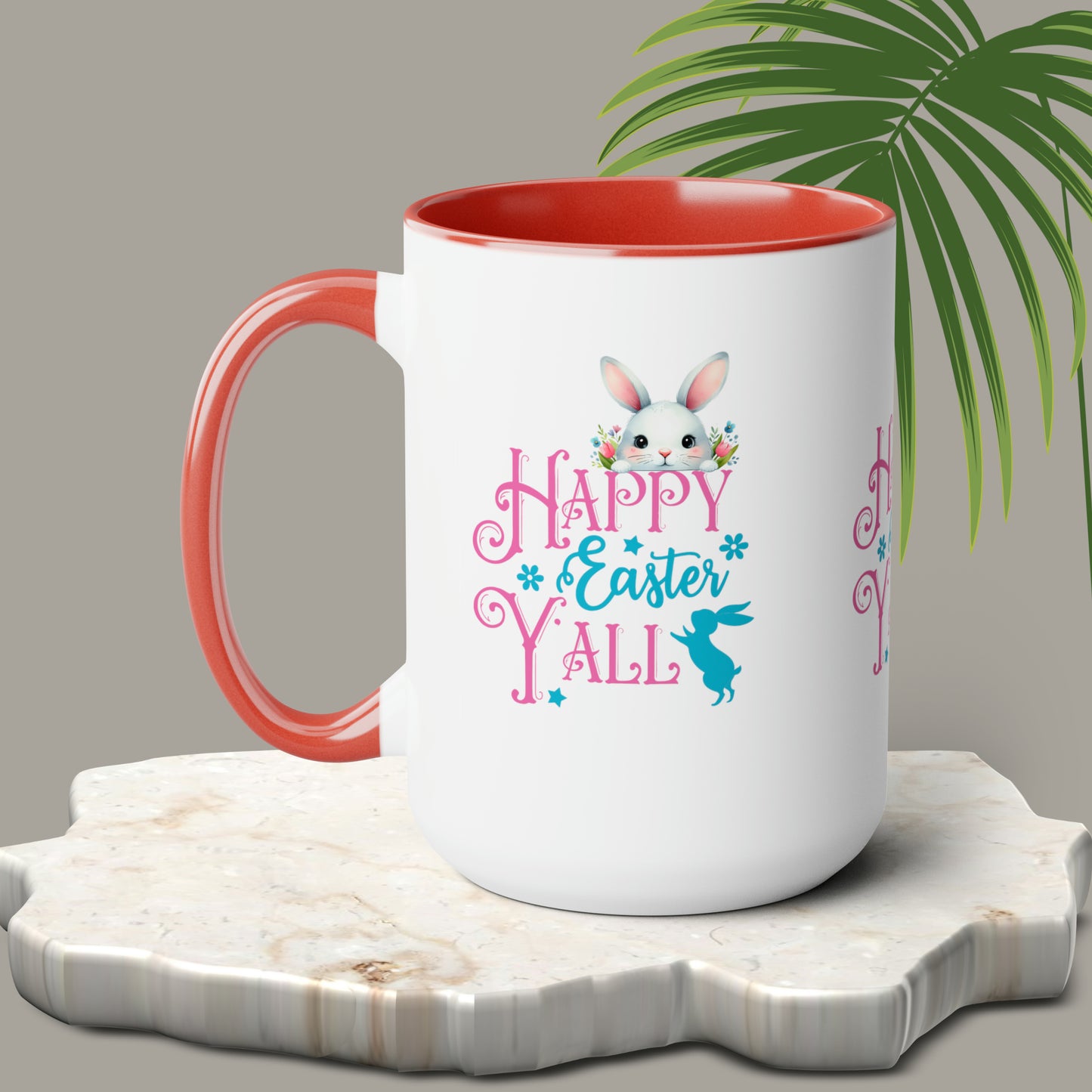 Happy Easter Two-Tone Coffee Mugs, 15oz