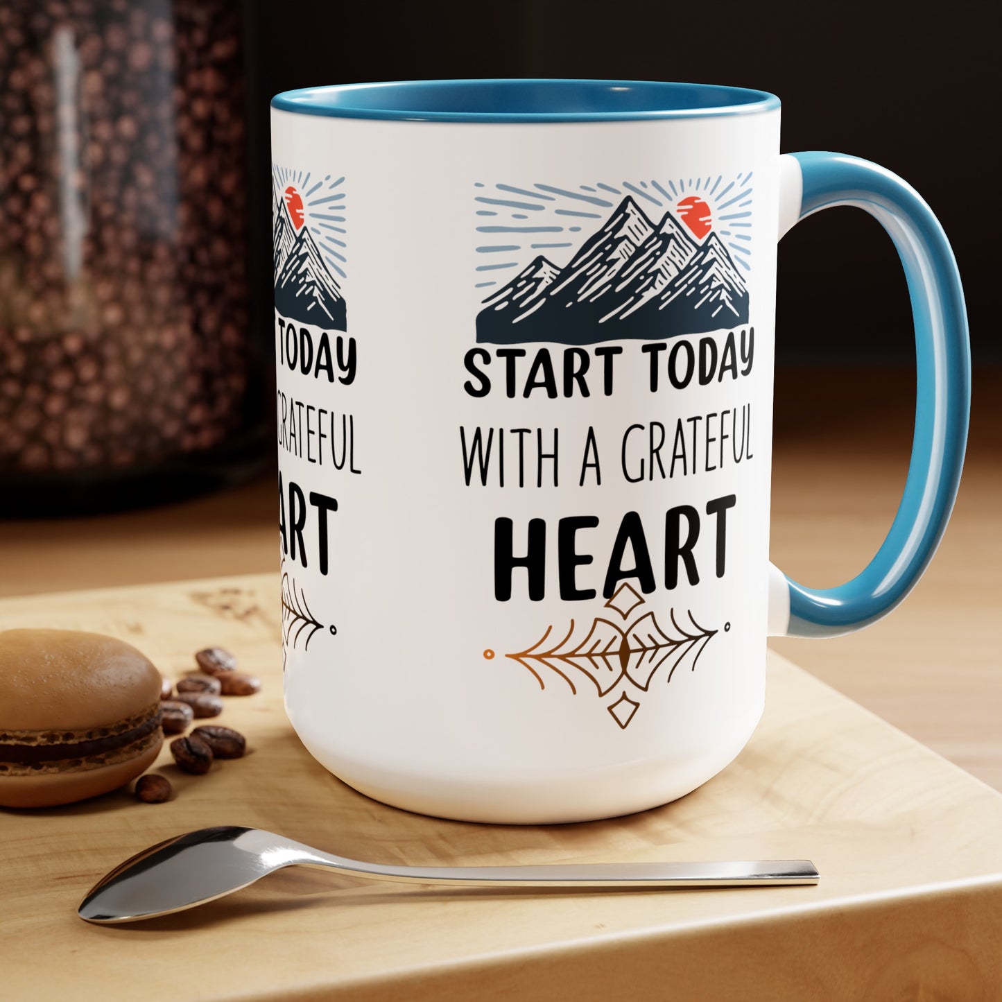 Start Today With A Grateful Heart Yoga coffee Mug, Yoga lovers Coffee mug, Yoga Instructor Gift, Gift For Yoga lover, Gift For Yogi.