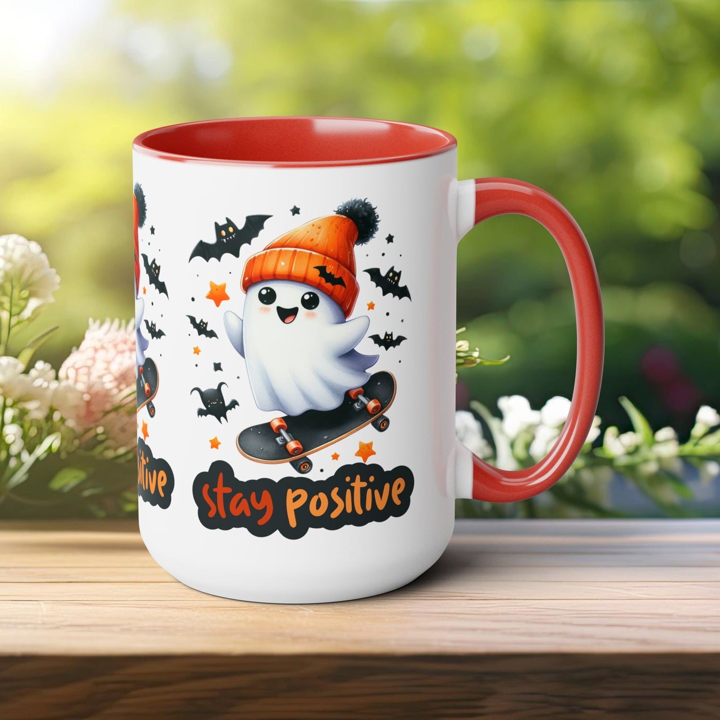 Stay Positive Halloween Coffee Mug, Let's Go Halloween Coffee Mug, Trick or Treat Halloween Coffee Mug, Cute Skeleton Coffee Mug, Spooky Season Halloween Coffee Mug.