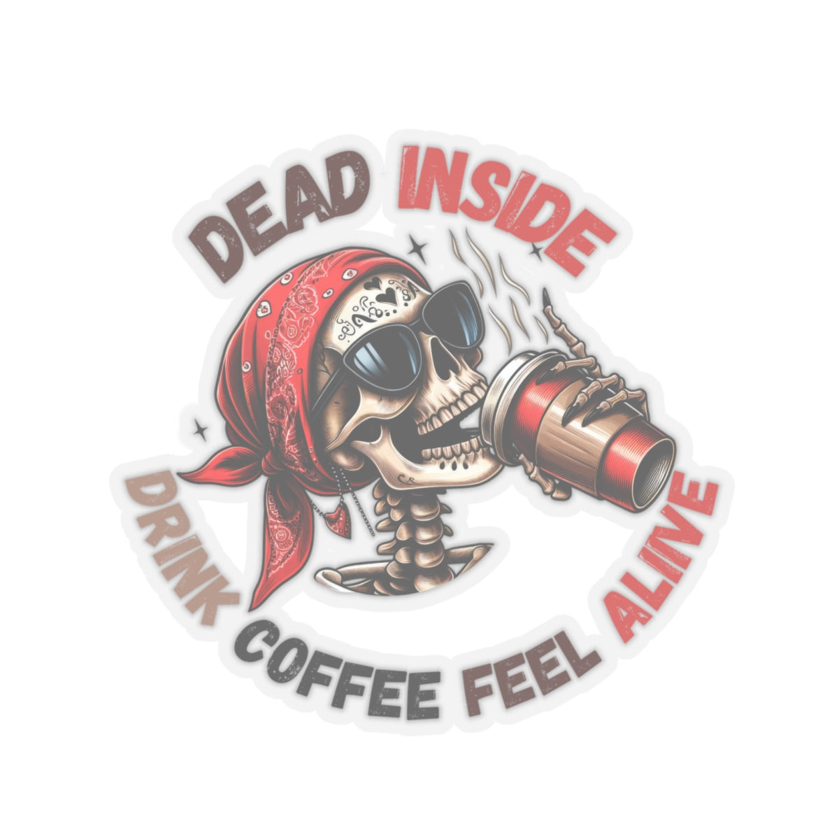 Drink Coffee Feel alive Kiss-Cut Stickers, Happy Halloween Kiss-Cut Stickers, Spooky Season Kiss-Cut Stickers, Cute Cat Halloween Kiss-Cut Stickers.