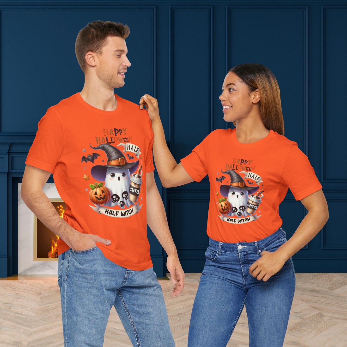 Half Coffee Half Witch T-shirt, Happy Halloween T-shirt, Trick Or Treat T-shirt, Halloween T-shirt, Cool Halloween T-shirt, Spooky T-shirt,