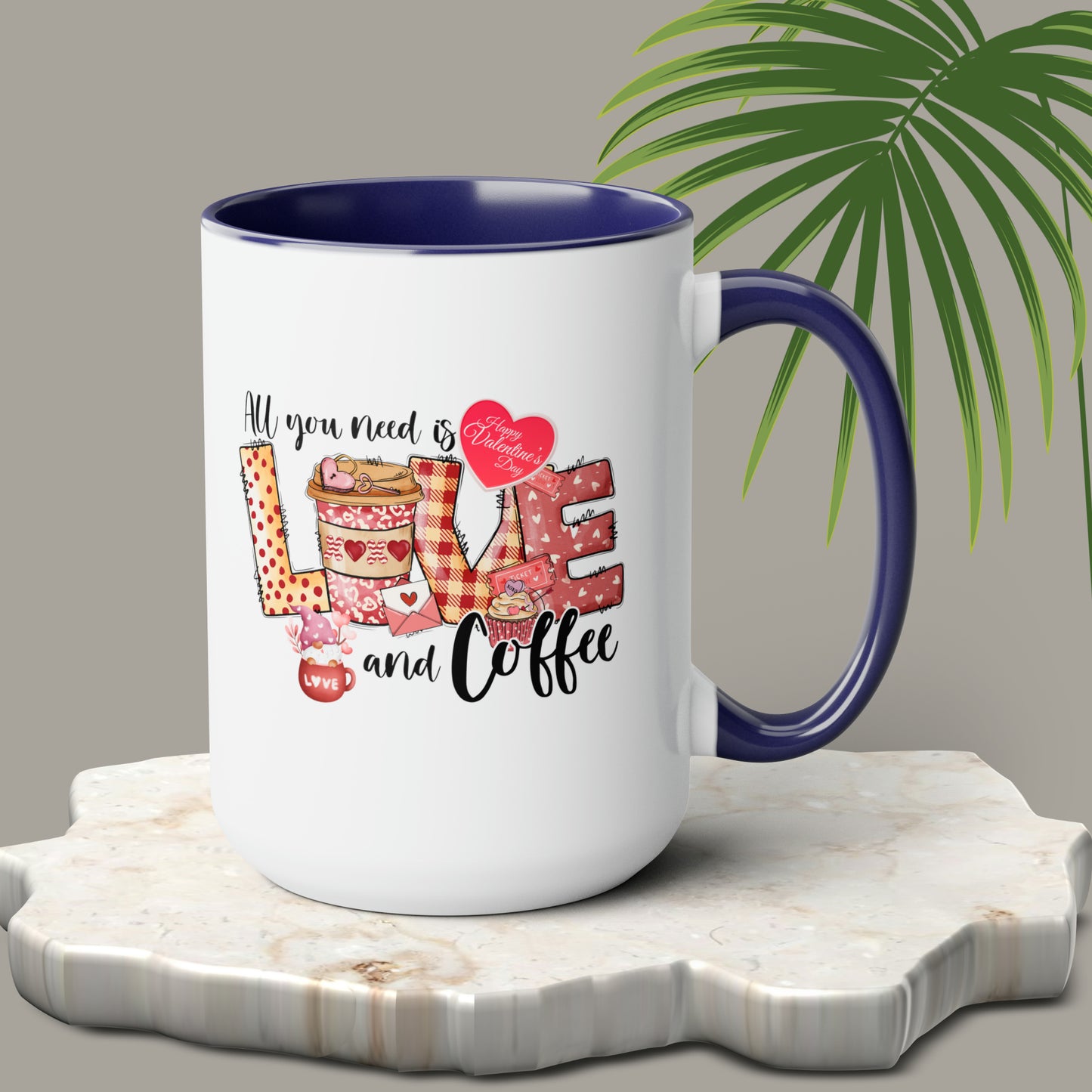 Happy valentines day Two-Tone Coffee Mugs, 15oz
