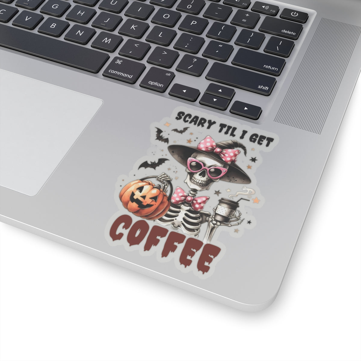 Scary Til I Get Coffee Halloween Kiss-Cut Stickers, Cute Skeleton Halloween Kiss-Cut Stickers, Happy Halloween Kiss-Cut Stickers, Spooky Season Kiss-Cut Stickers, Trick Or Treat Halloween Kiss-Cut Stickers.