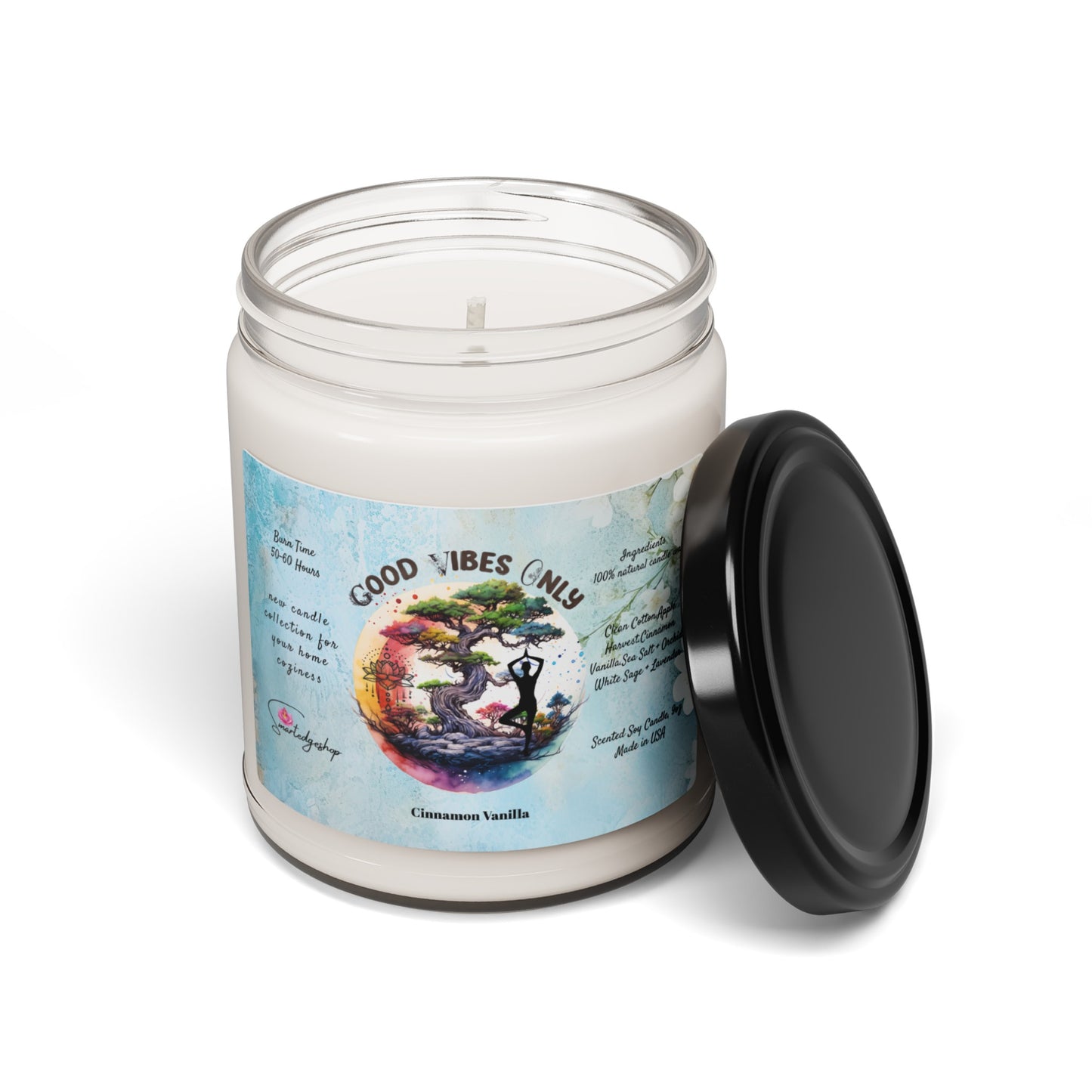Good Vibes Only Yoga Scented Soy Candle, 9oz,Yoga , CuteCandle, Mindful Gift, Yoga lovers candle, Yoga Instructor Gift, Gift For Yoga lovers, Gift For Yogi.