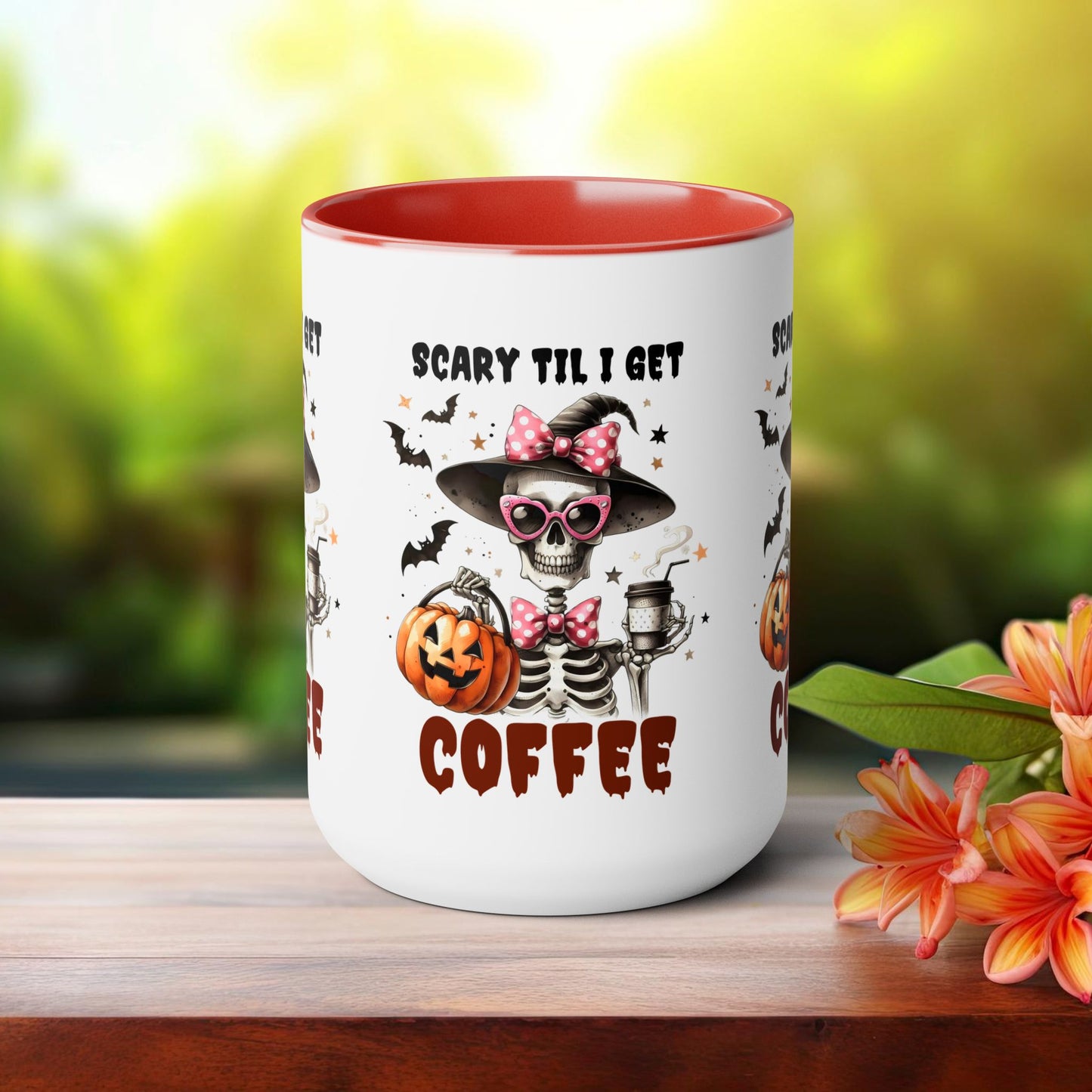 Scary Til I Get Coffee Halloween Coffee Mug, Let's Go Halloween Coffee Mug, Trick or Treat Halloween Coffee Mug, Cute Skeleton Coffee Mug, Spooky Season Halloween Coffee Mug.