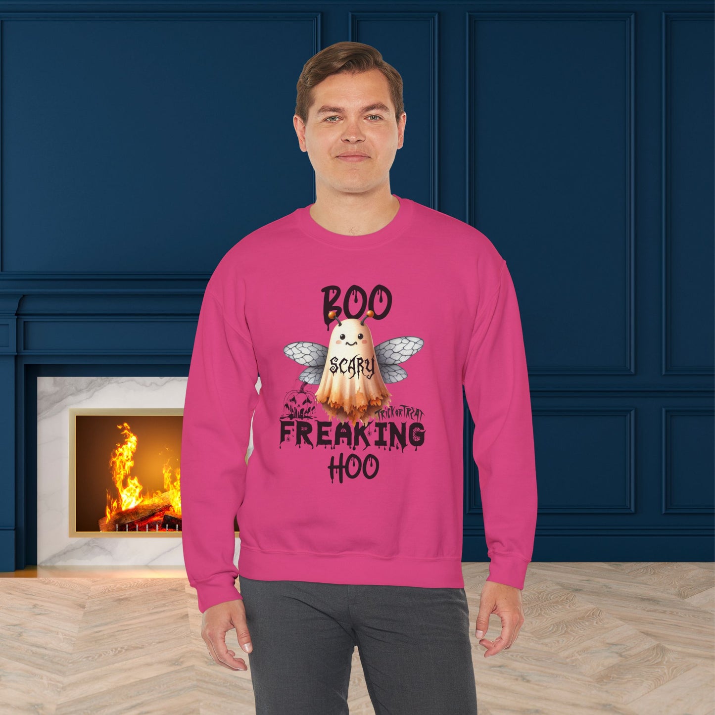 Boo Freaking Hoo Halloween Sweatshirt, Happy Halloween Sweatshirt - Unisex Heavy Blend Crewneck, Halloween Sweatshirt, Cute Spooky Ghost sweatshirt.