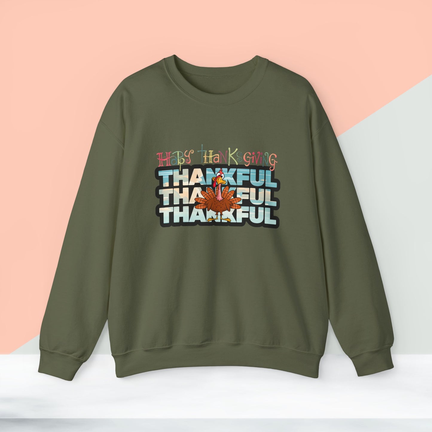 Thankful Sweatshirt, HappyThanksgiving Sweatshirt - Unisex Heavy Blend, Happy Thanksgiving2024 Sweatshirt, Thanksgiving Gift, Festive Sweatshirt.