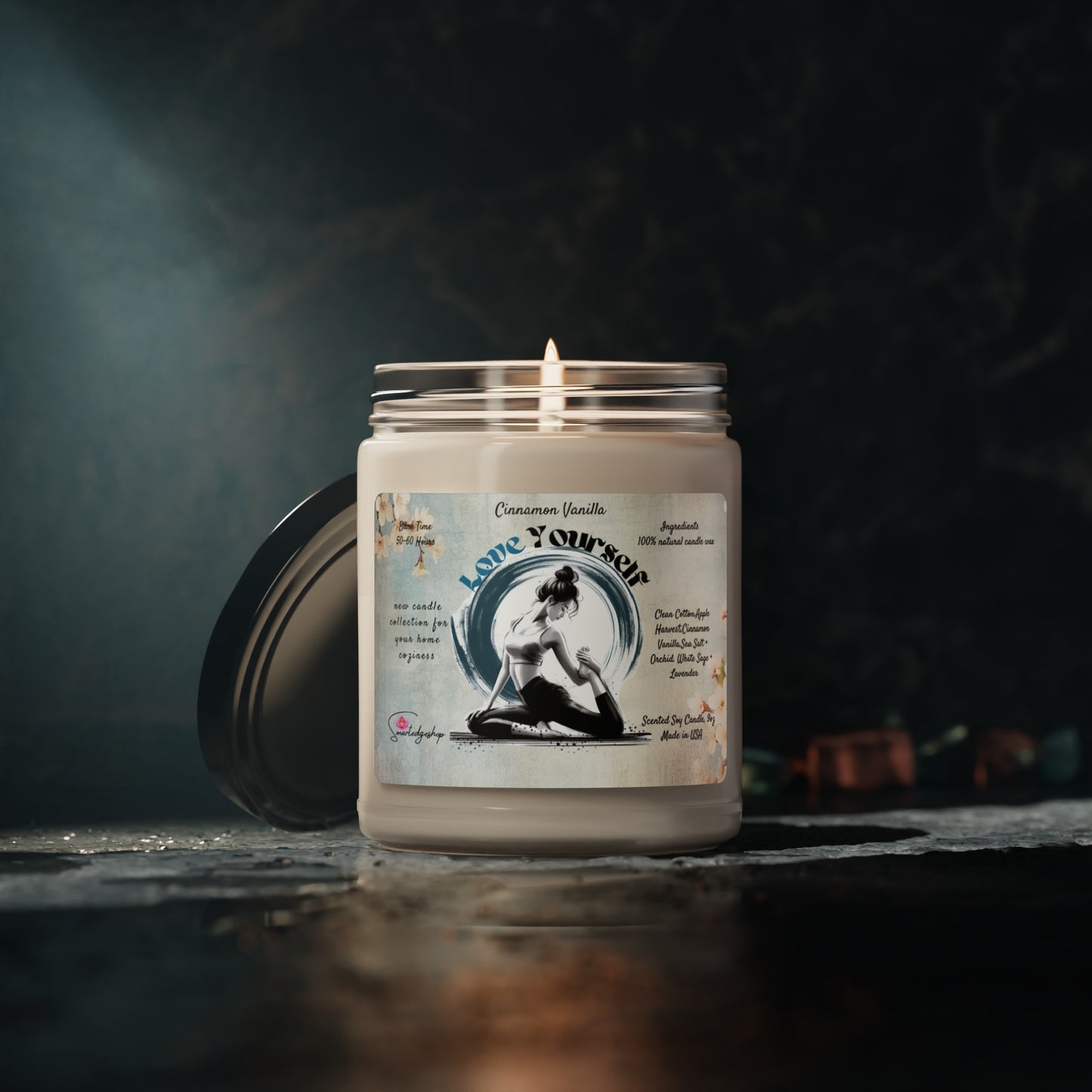 Love Yourself Yoga Scented Soy Candle, 9oz,Yoga , CuteCandle, Mindful Gift, Yoga lovers candle, Yoga Instructor Gift, Gift For Yoga lovers, Gift For Yogi.