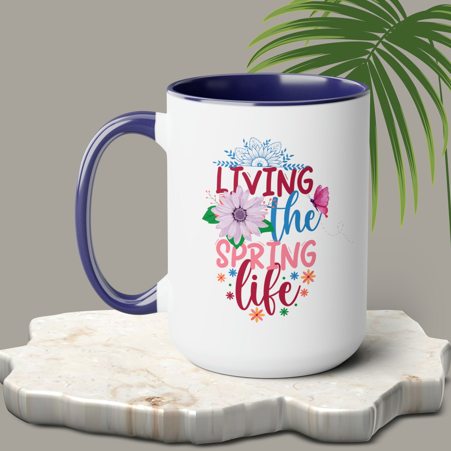 Living The Spring time Two-Tone Coffee Mugs, 15oz