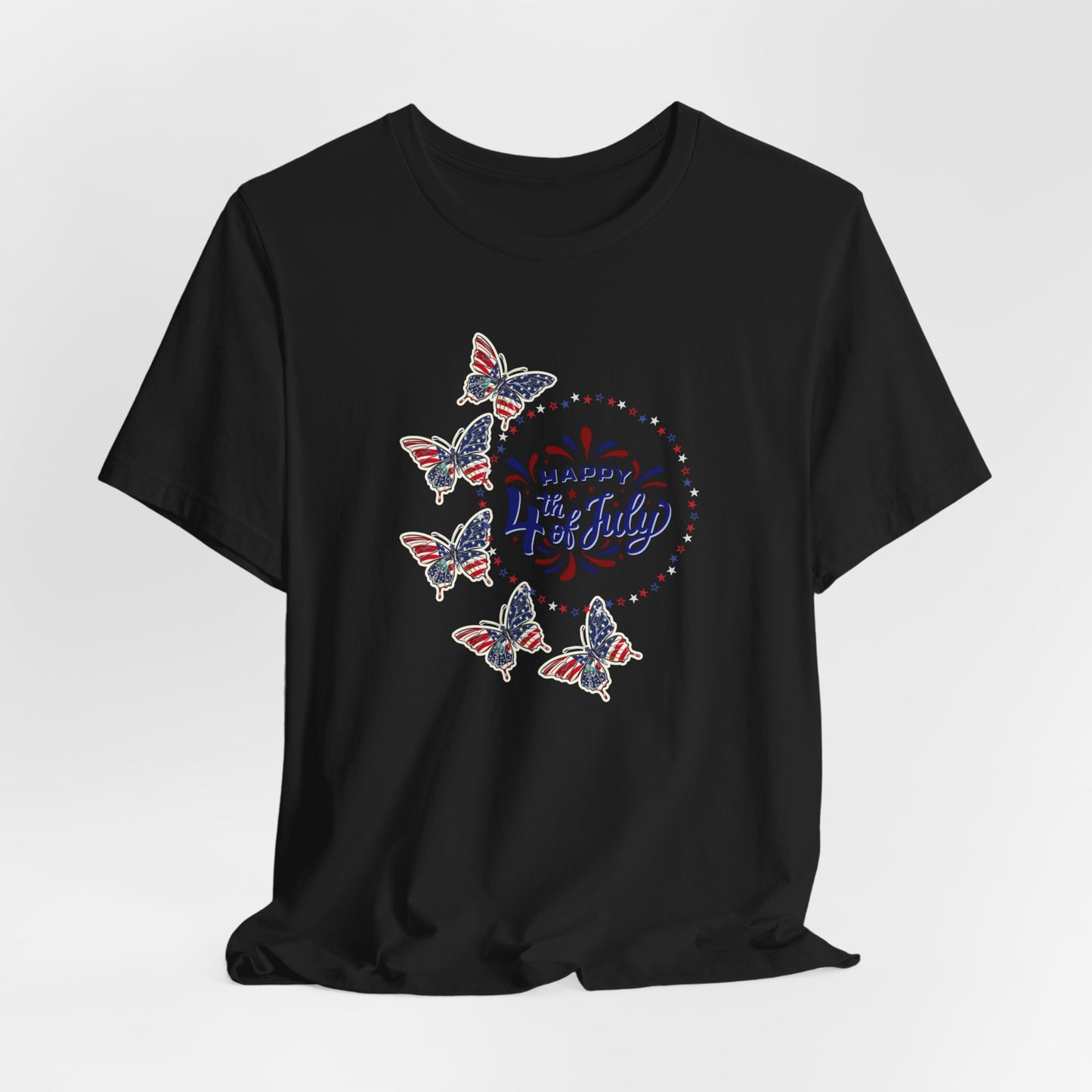 4th of July T-Shirt, Happy 4th Of July Butterfly T-Shirt, Fourth of July unisex jersey short sleeve.