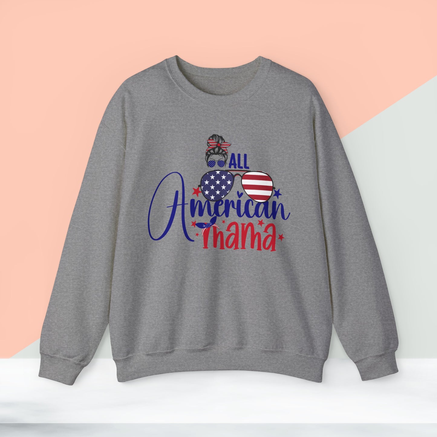 Happy 4th Of July Sweatshirt, All American Mama Sweatshirt, Fourth of July unisex heavy blend crewneck sweatshirt.