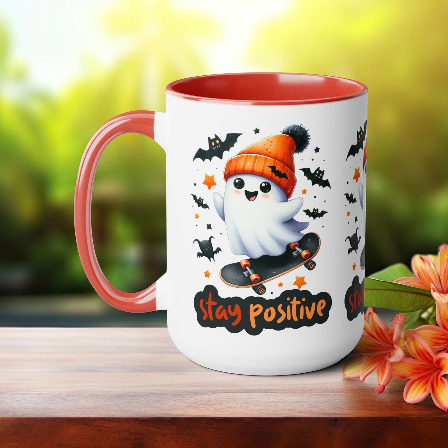 Stay Positive Halloween Coffee Mug, Let's Go Halloween Coffee Mug, Trick or Treat Halloween Coffee Mug, Cute Skeleton Coffee Mug, Spooky Season Halloween Coffee Mug.