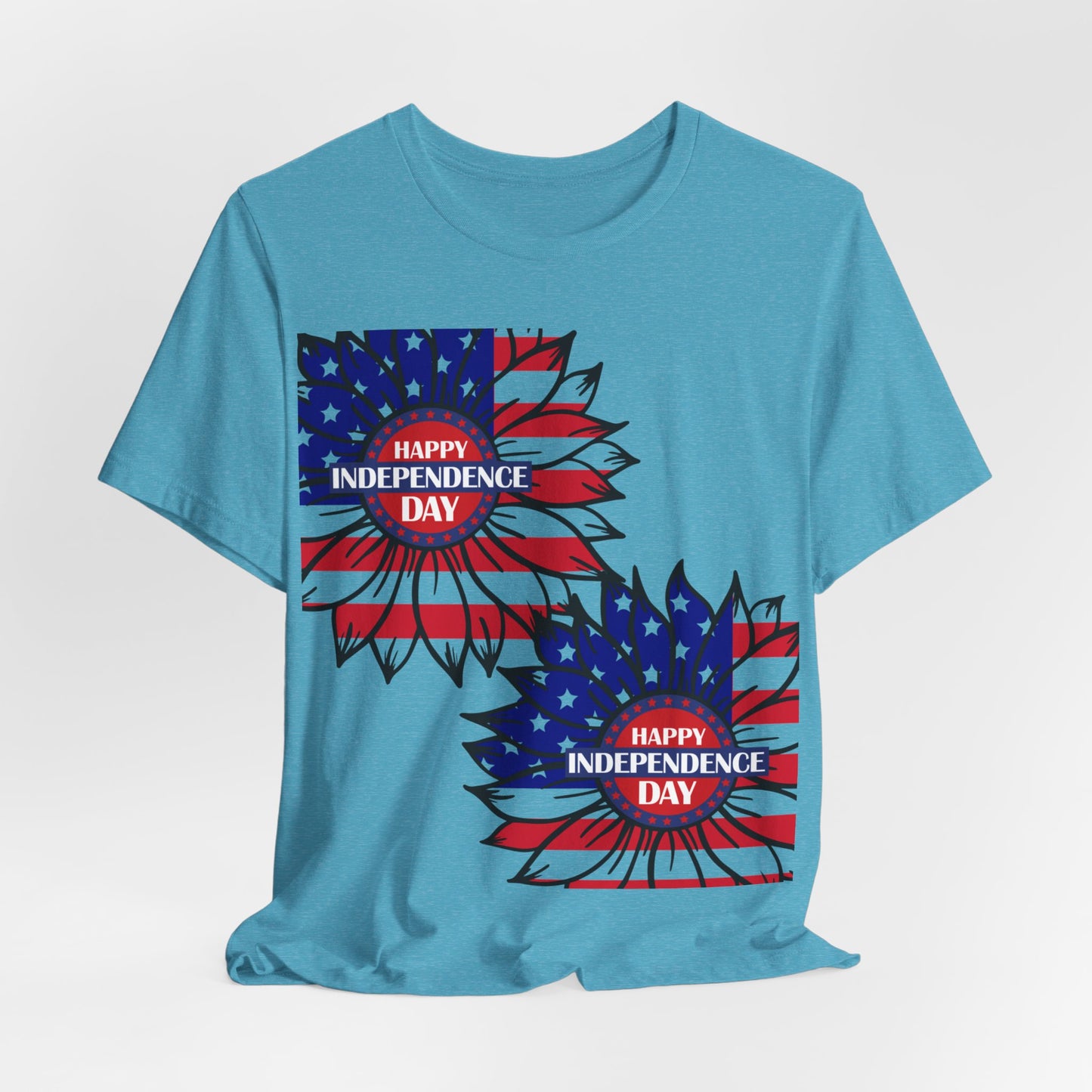 4th of July T-Shirt, Happy Independence Day Sunflower T-Shirt, Fourth of July unisex jersey short sleeve.