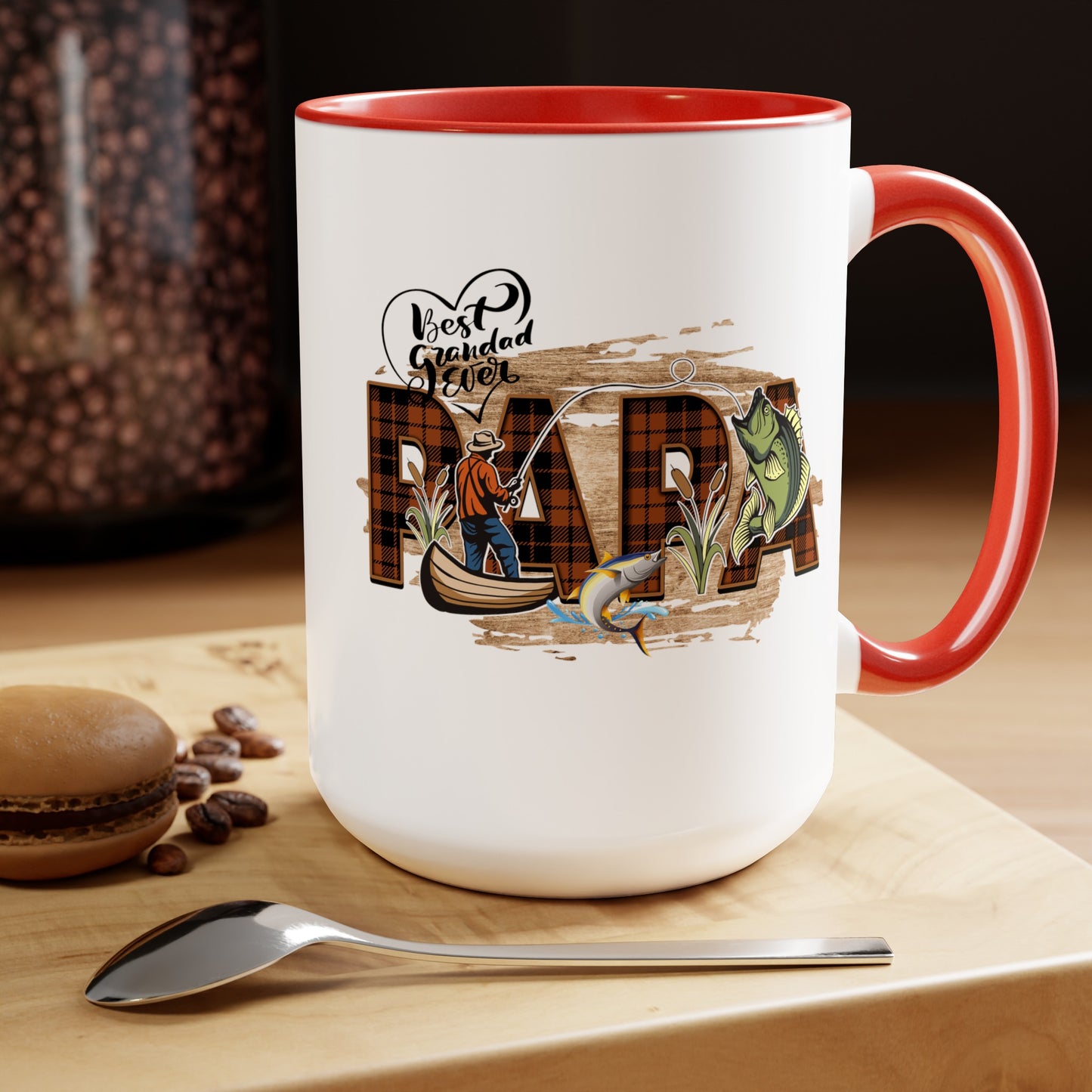 Happy father's dayTow-Tone Coffee Mug.15oz, Gift for Papa, Coffee Mug For Papa.