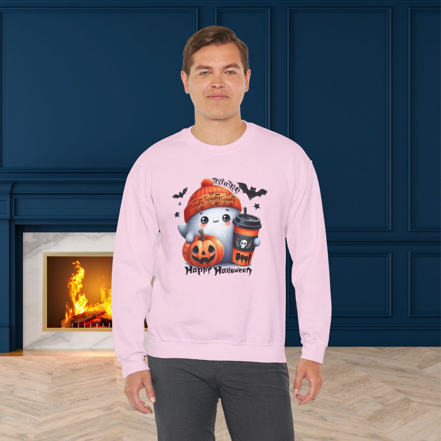 Spooky Cute Halloween Sweatshirt, Happy Halloween Sweatshirt - Unisex Heavy Blend Crewneck, Halloween Sweatshirt, Cute Spooky Ghost sweatshirt.