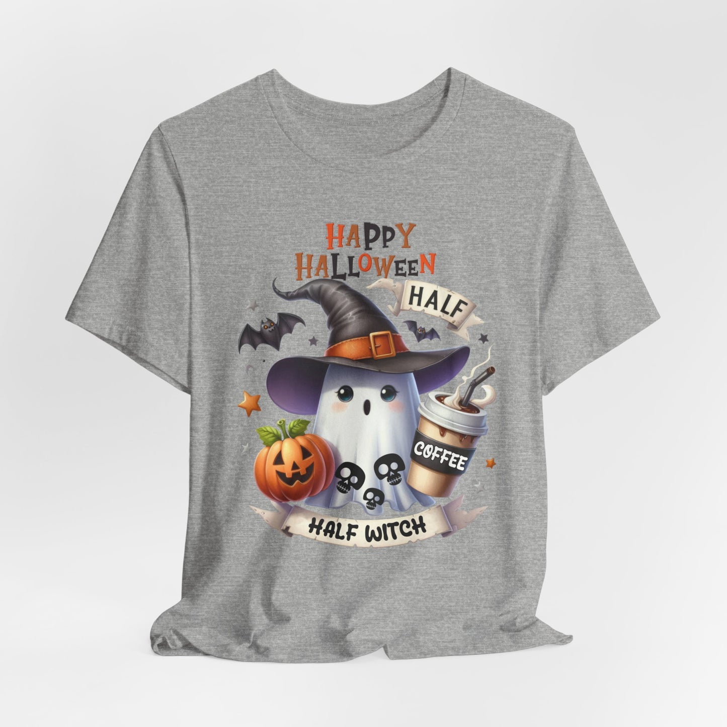 Half Coffee Half Witch T-shirt, Happy Halloween T-shirt, Trick Or Treat T-shirt, Halloween T-shirt, Cool Halloween T-shirt, Spooky T-shirt,