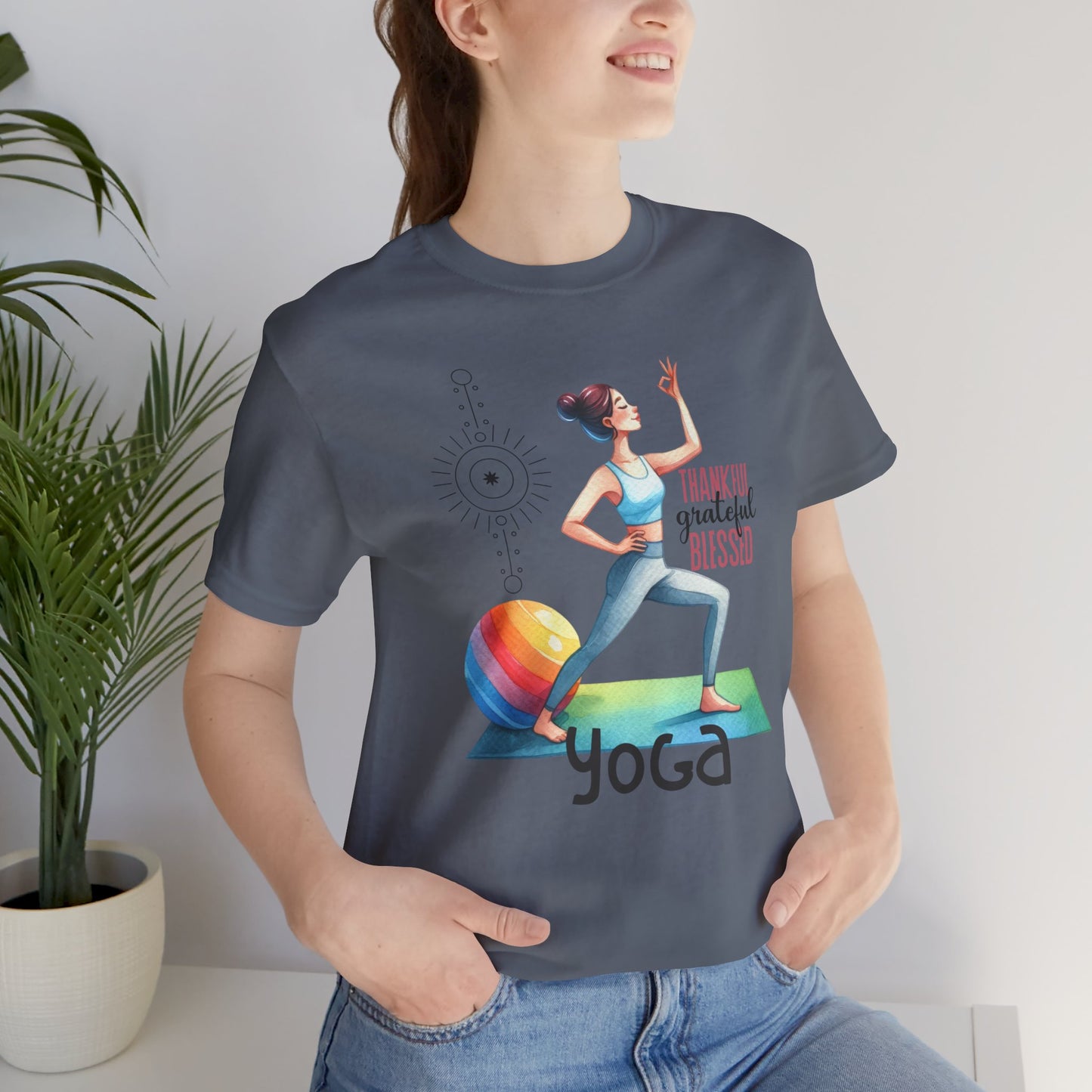 Thankful Grateful Blessed Yoga Design T-Shirt, Cute Yoga workout Shirt, Yoga lovers T-shirt, Yoga Instructor Gift, Gym shirt, Gift For Yoga lover, Gift For Yogi.