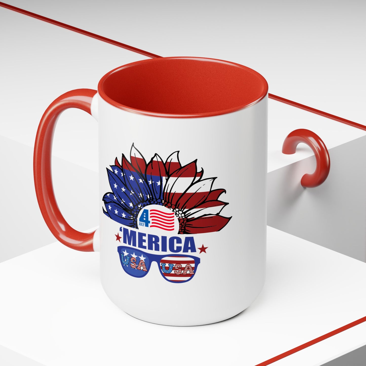 Happy 4th Of July Two -Tone Coffee Mug.15oz.