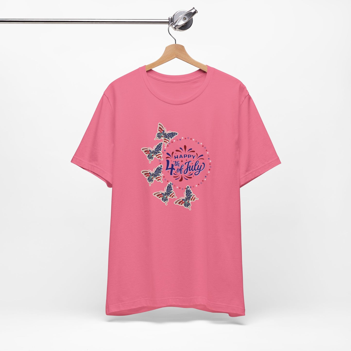 4th of July T-Shirt, Happy 4th Of July Butterfly T-Shirt, Fourth of July unisex jersey short sleeve.
