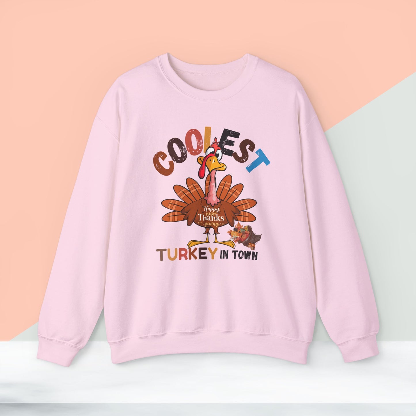 Coolest Turkey in Town Sweatshirt, HappyThanksgiving Sweatshirt - Unisex Heavy Blend, Happy Thanksgiving2024 Sweatshirt, Thanksgiving Gift, Festive Sweatshirt.