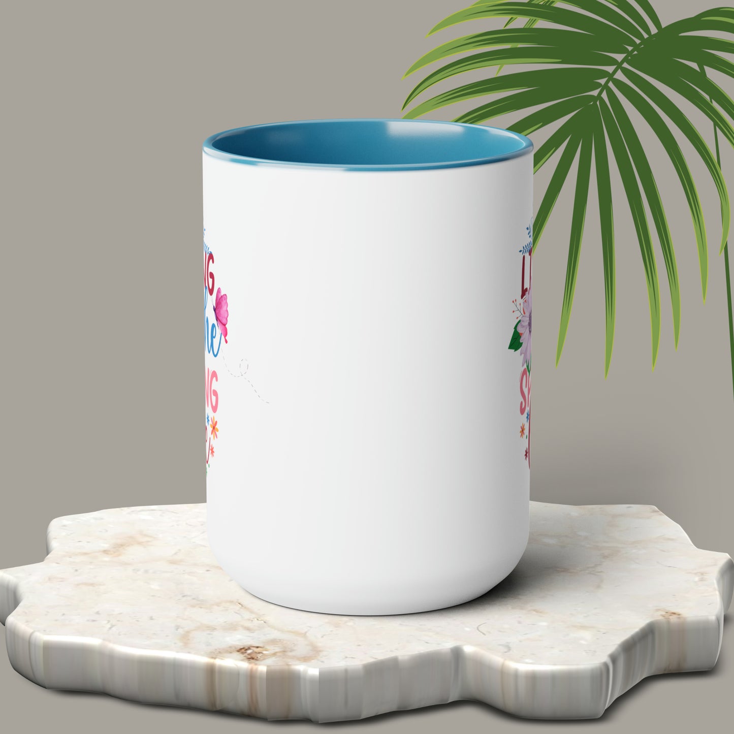 Living The Spring time Two-Tone Coffee Mugs, 15oz