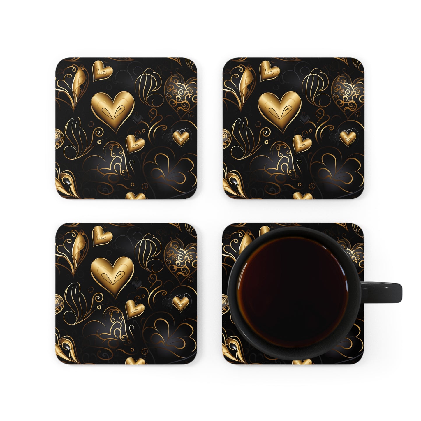Happy Valentines Day Corkwood Coaster Set