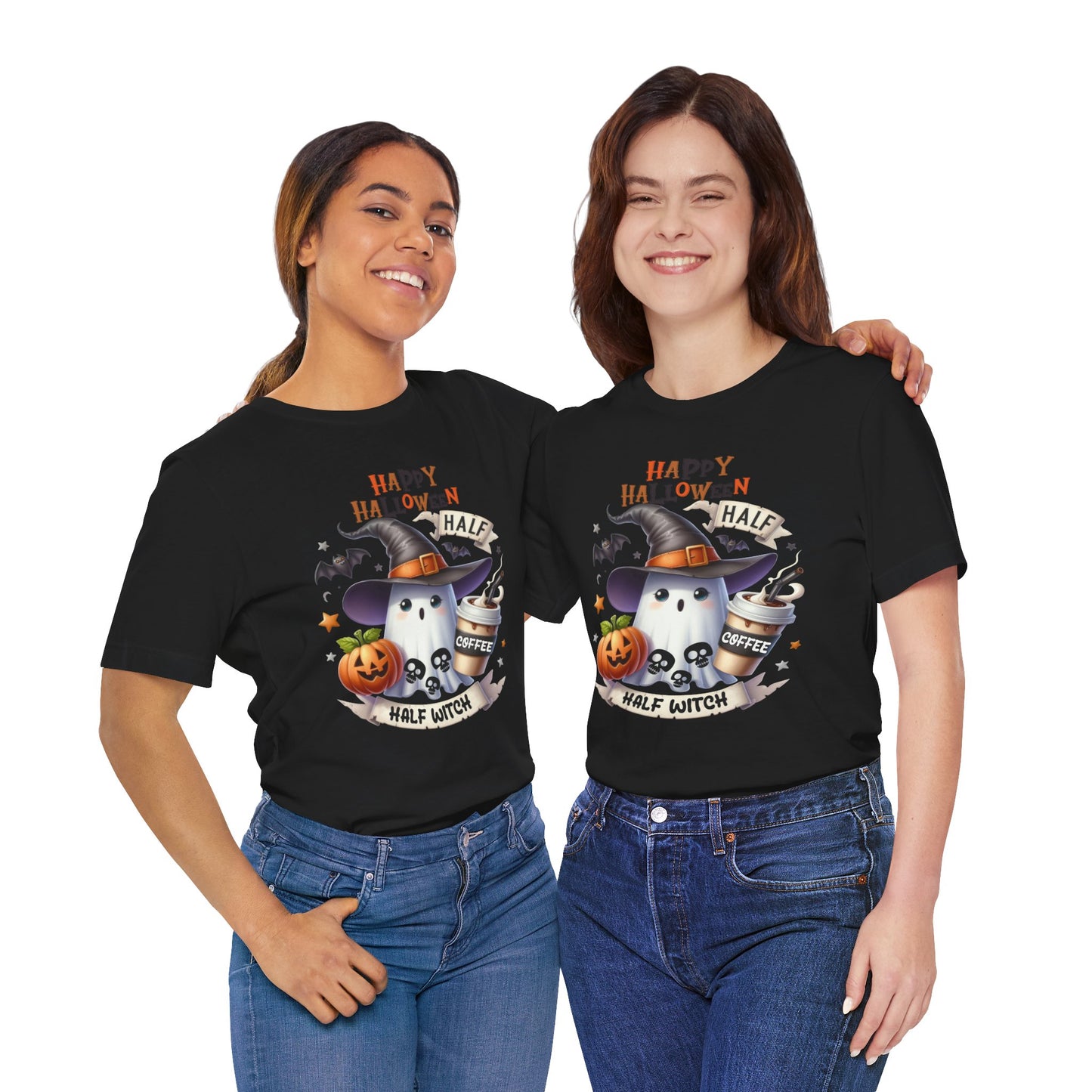 Half Coffee Half Witch T-shirt, Happy Halloween T-shirt, Trick Or Treat T-shirt, Halloween T-shirt, Cool Halloween T-shirt, Spooky T-shirt,