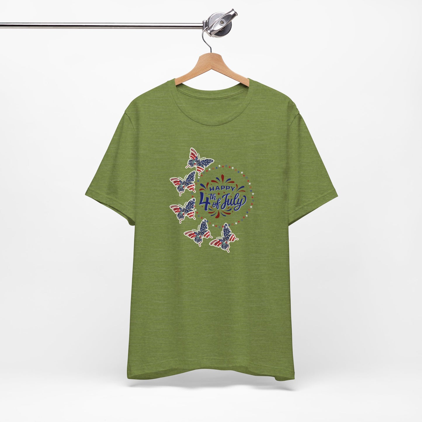 4th of July T-Shirt, Happy 4th Of July Butterfly T-Shirt, Fourth of July unisex jersey short sleeve.