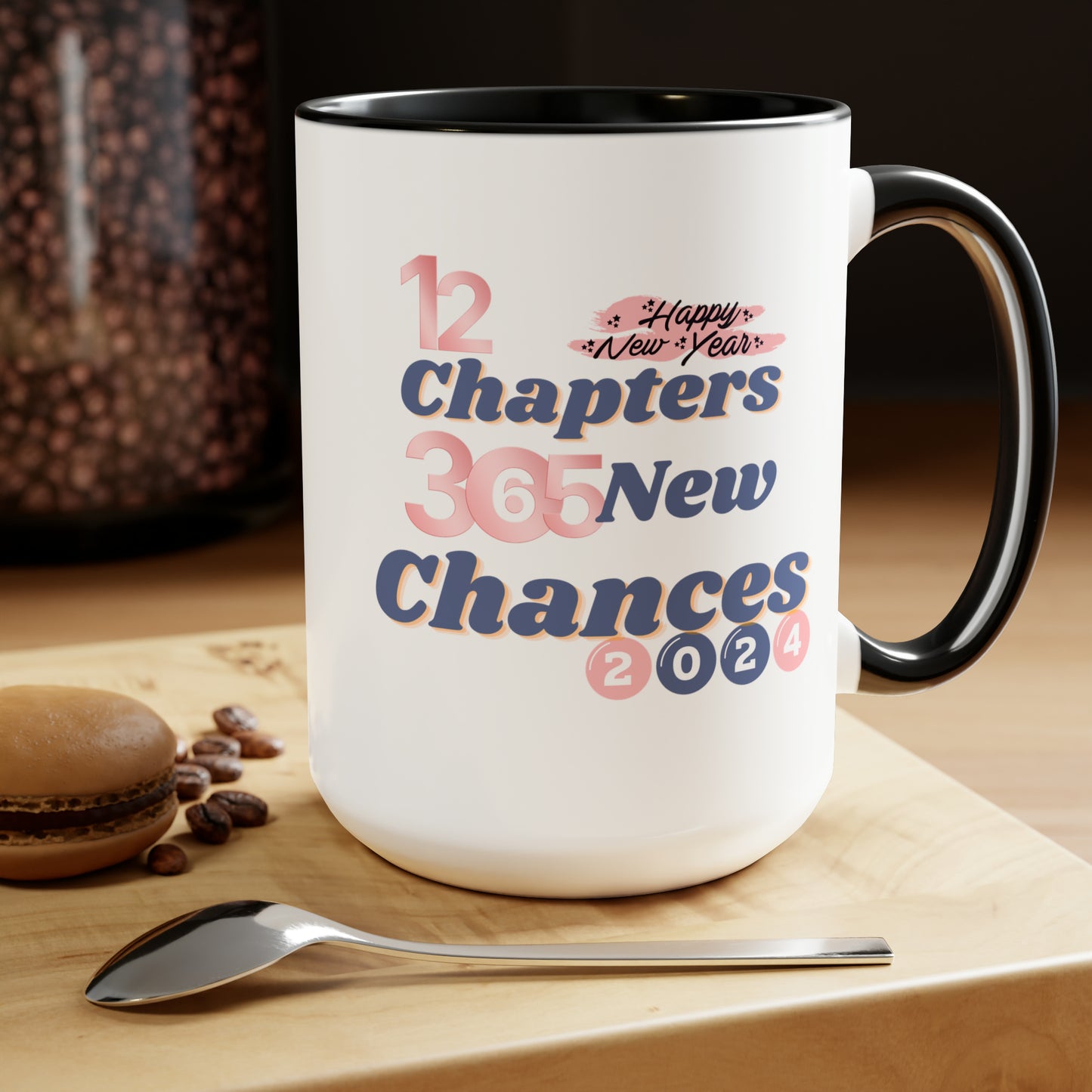 Happy New Year Two-Tone Coffee Mugs, 15oz
