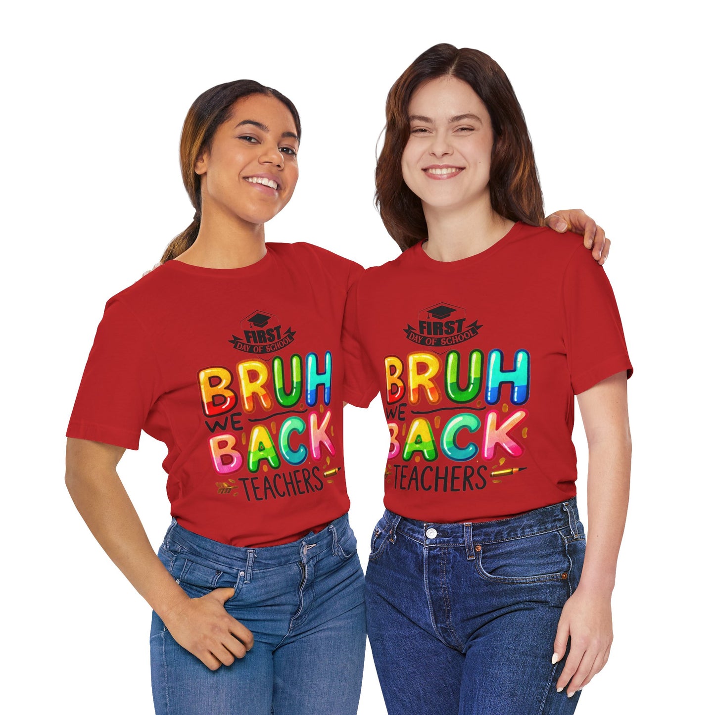 Bruh We Back Teacher T-Shirt, Looking Cool For BackTo School T-Shirt, Hello Teacher T-Shirt, Back To School T-Shirt, Teach Love Inspire Teacher Shirt, Teacher Back To school unisex jersey short sleeve.First Day Vibes T-Shirt.