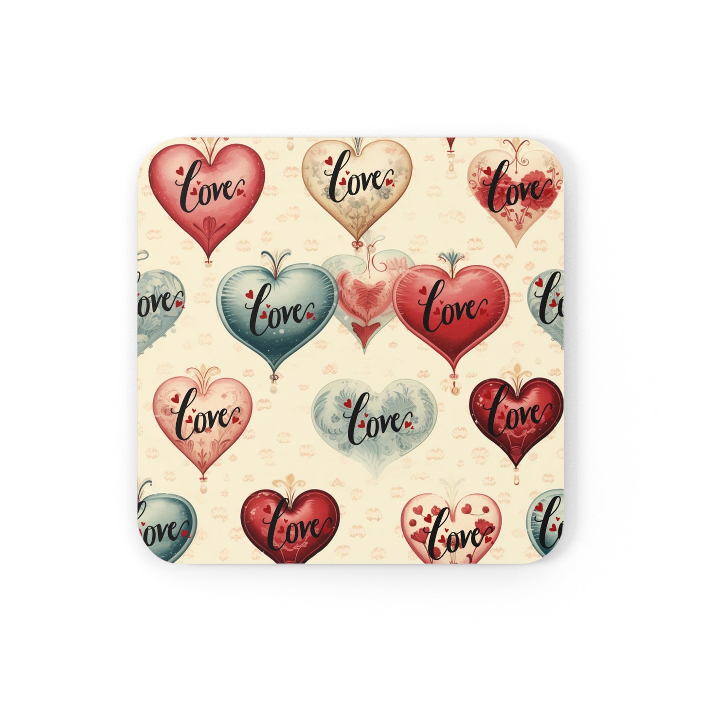 Happy Valentines Day Corkwood Coaster Set