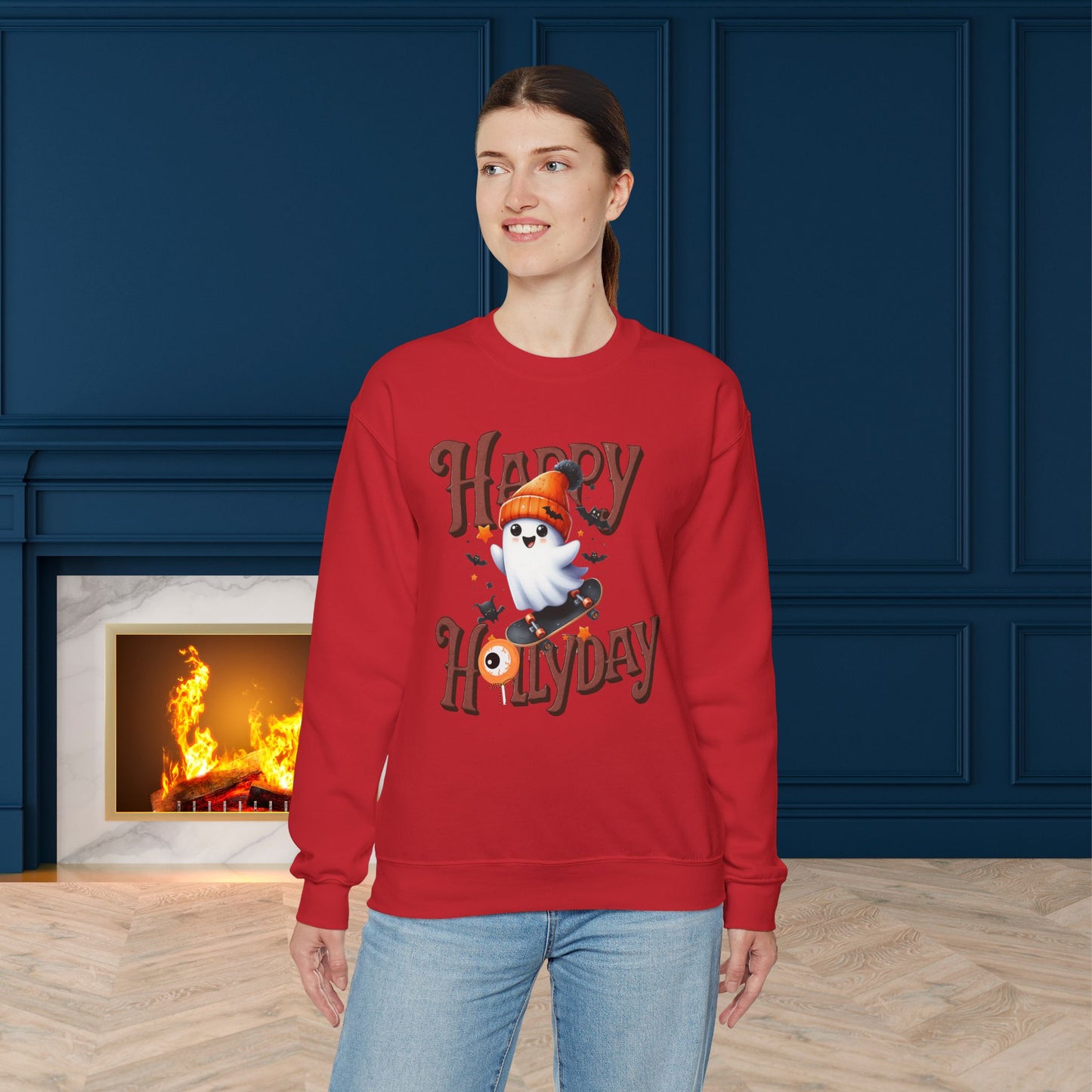 Happy Halloween Sweatshirt, Happy Halloween Sweatshirt - Unisex Heavy Blend Crewneck, Halloween Sweatshirt, Cute Spooky Ghost sweatshirt.