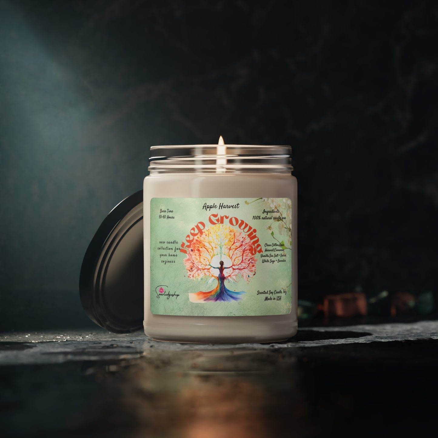 Keep Growing Yoga Scented Soy Candle, 9oz,Yoga , CuteCandle, Mindful Gift, Yoga lovers candle, Yoga Instructor Gift, Gift For Yoga lovers, Gift For Yogi.