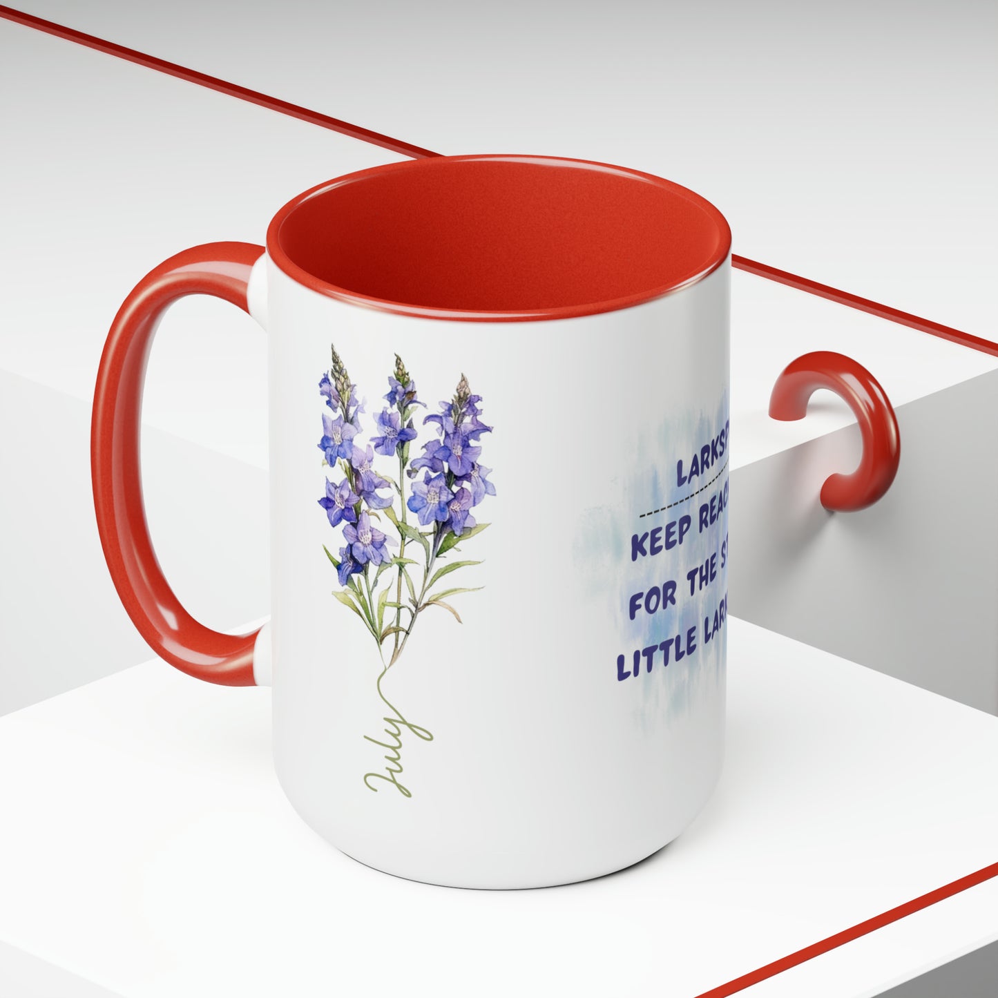 July Birth Month Flower Two-Tone Coffee Mugs, 15oz, Magical Birth Month Flower Mug.